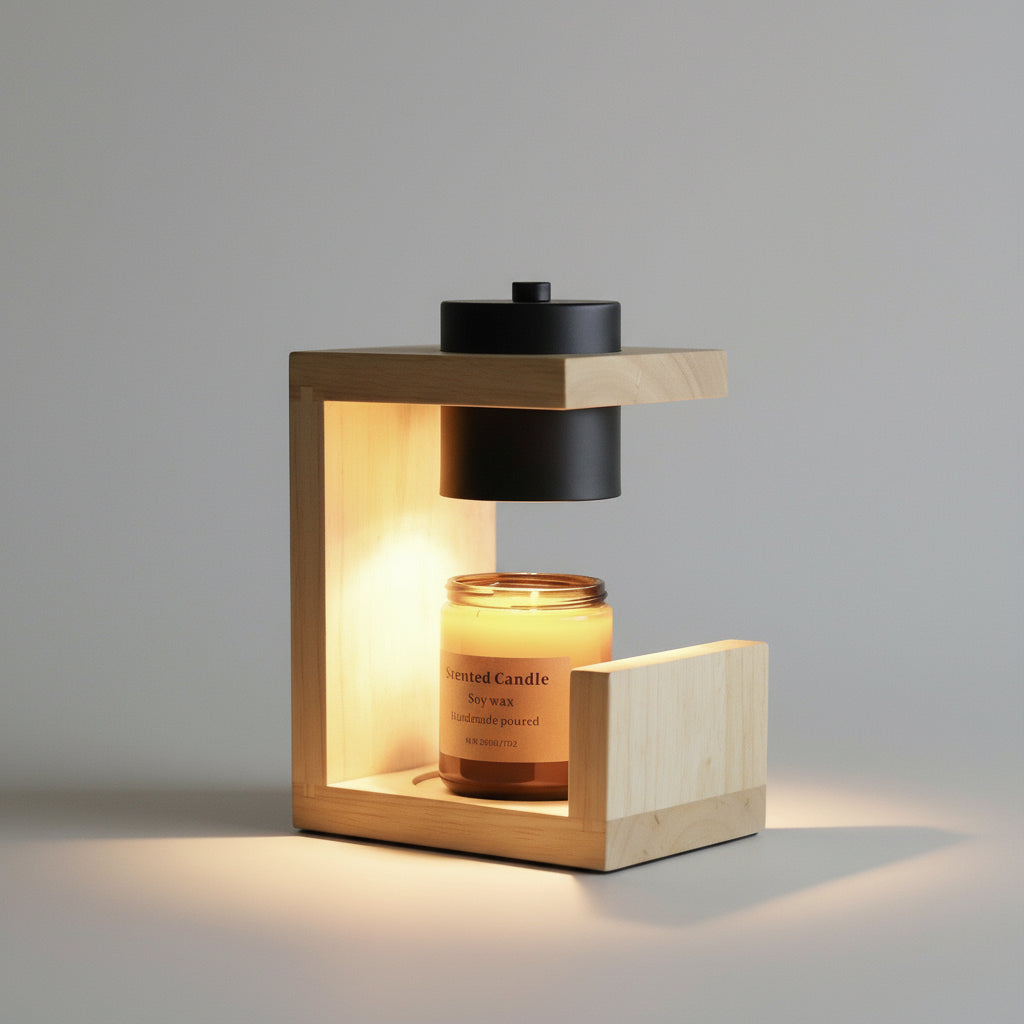 Wooden Frame Modern Candle Warmer Lamp - Cozy Furniture & Lifestyle