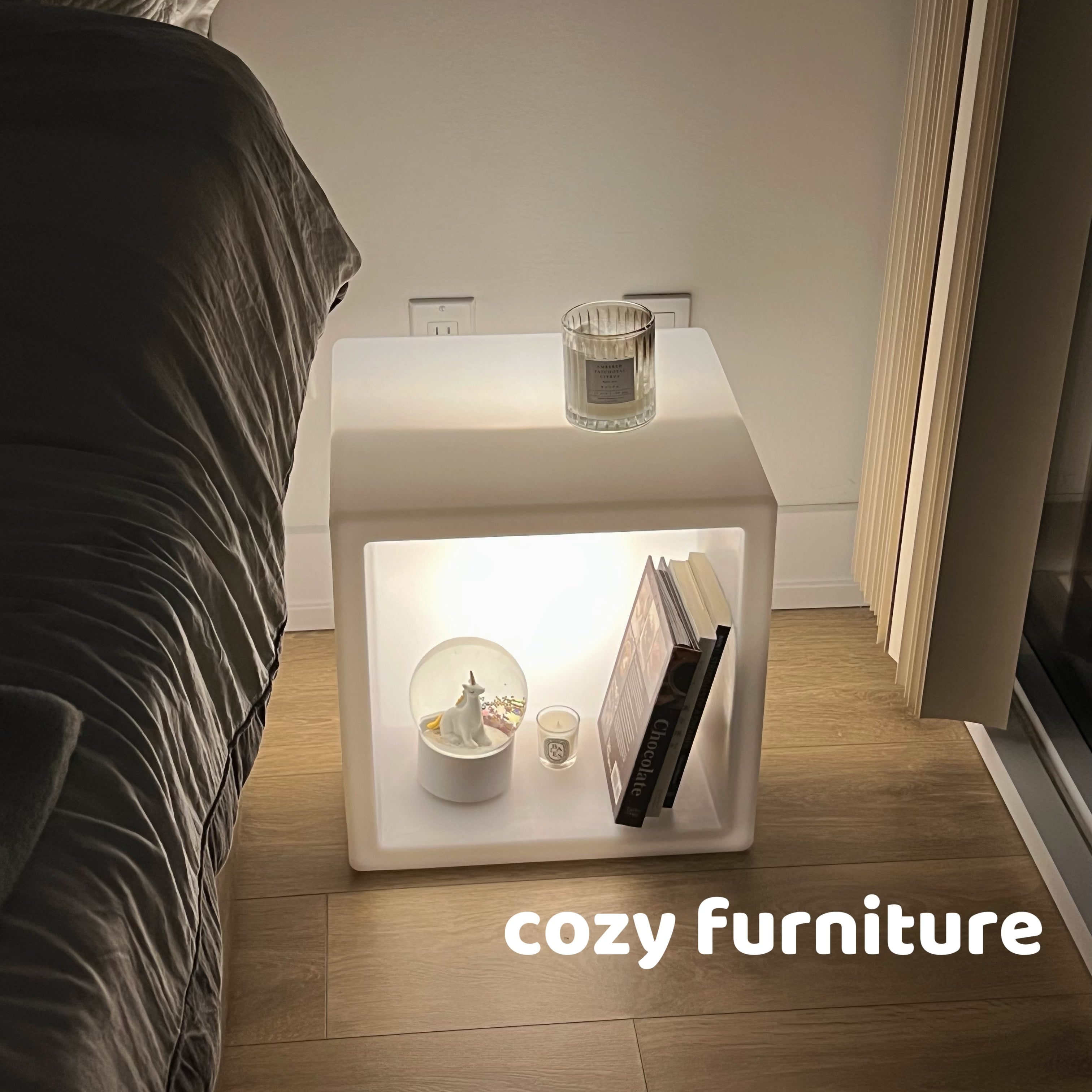 Lighted Cube Night Stand with Storage - Cozy Furniture & Lifestyle
