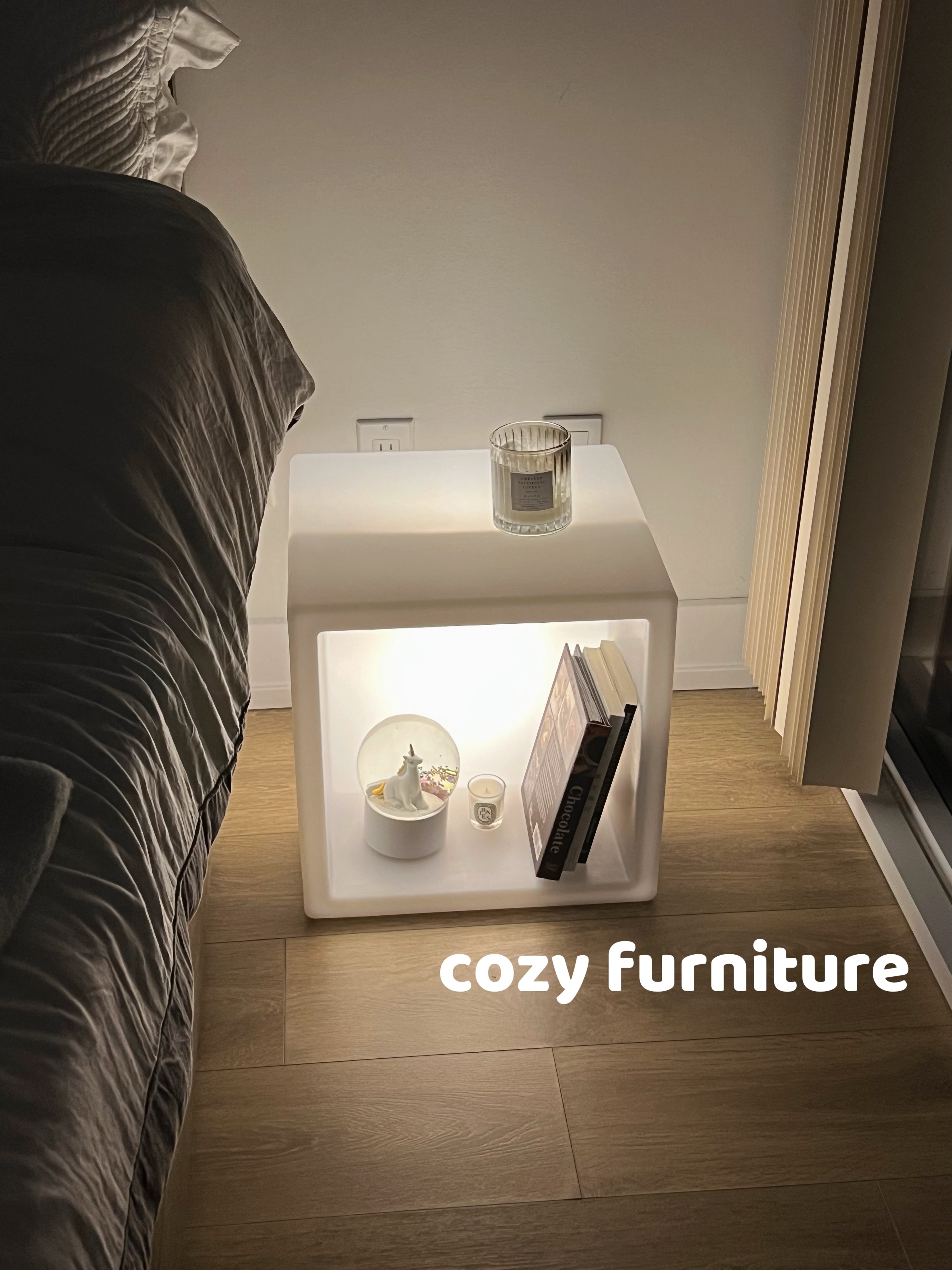 Lighted Cube Night Stand with Storage - Cozy Furniture & Lifestyle