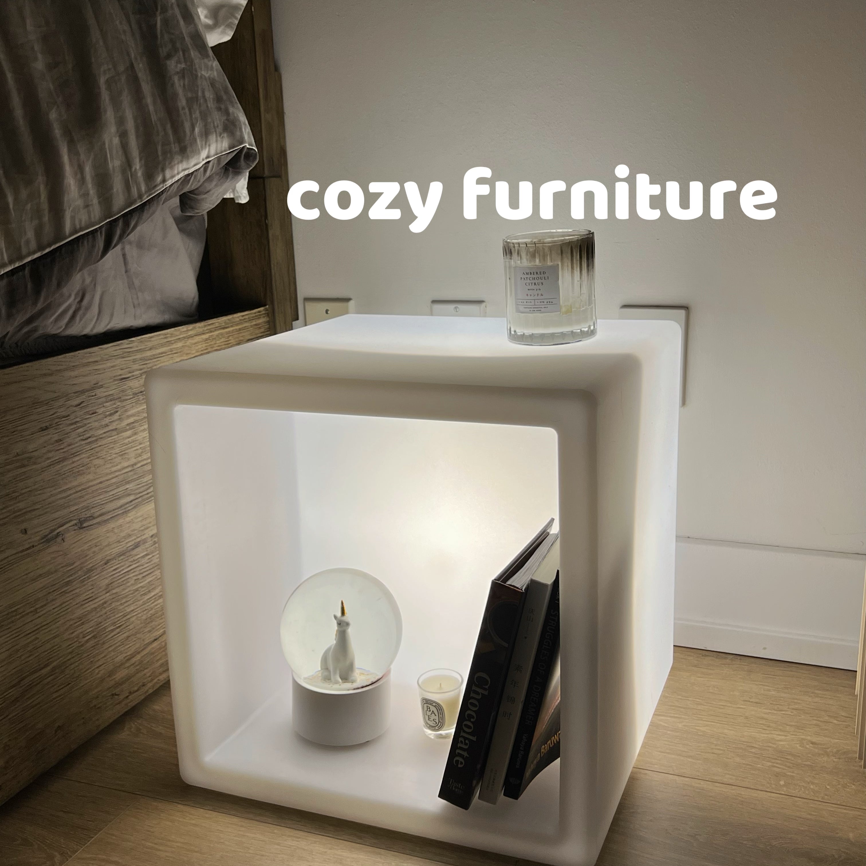 Lighted Cube Night Stand with Storage - Cozy Furniture & Lifestyle