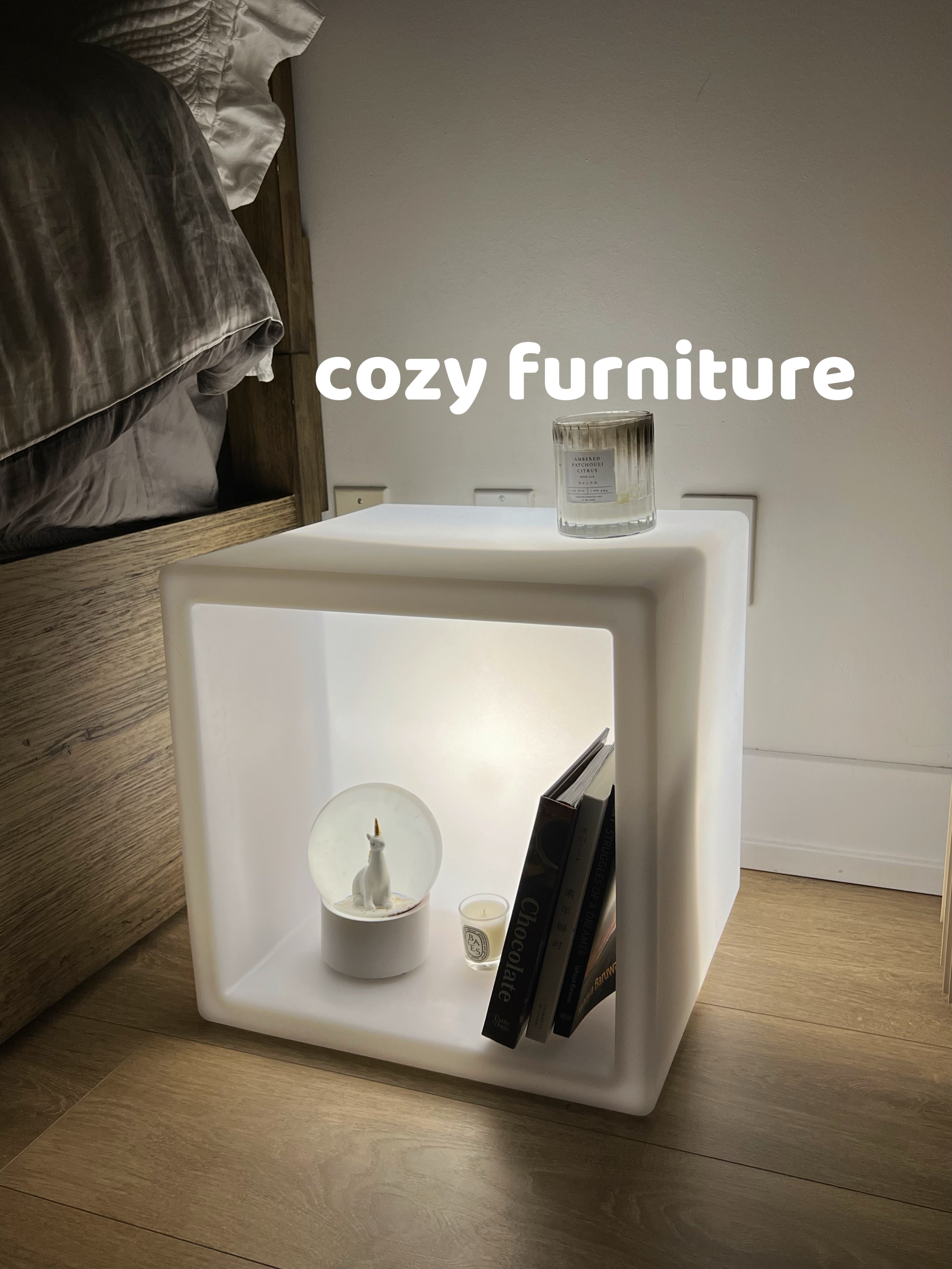 Lighted Cube Night Stand with Storage - Cozy Furniture & Lifestyle
