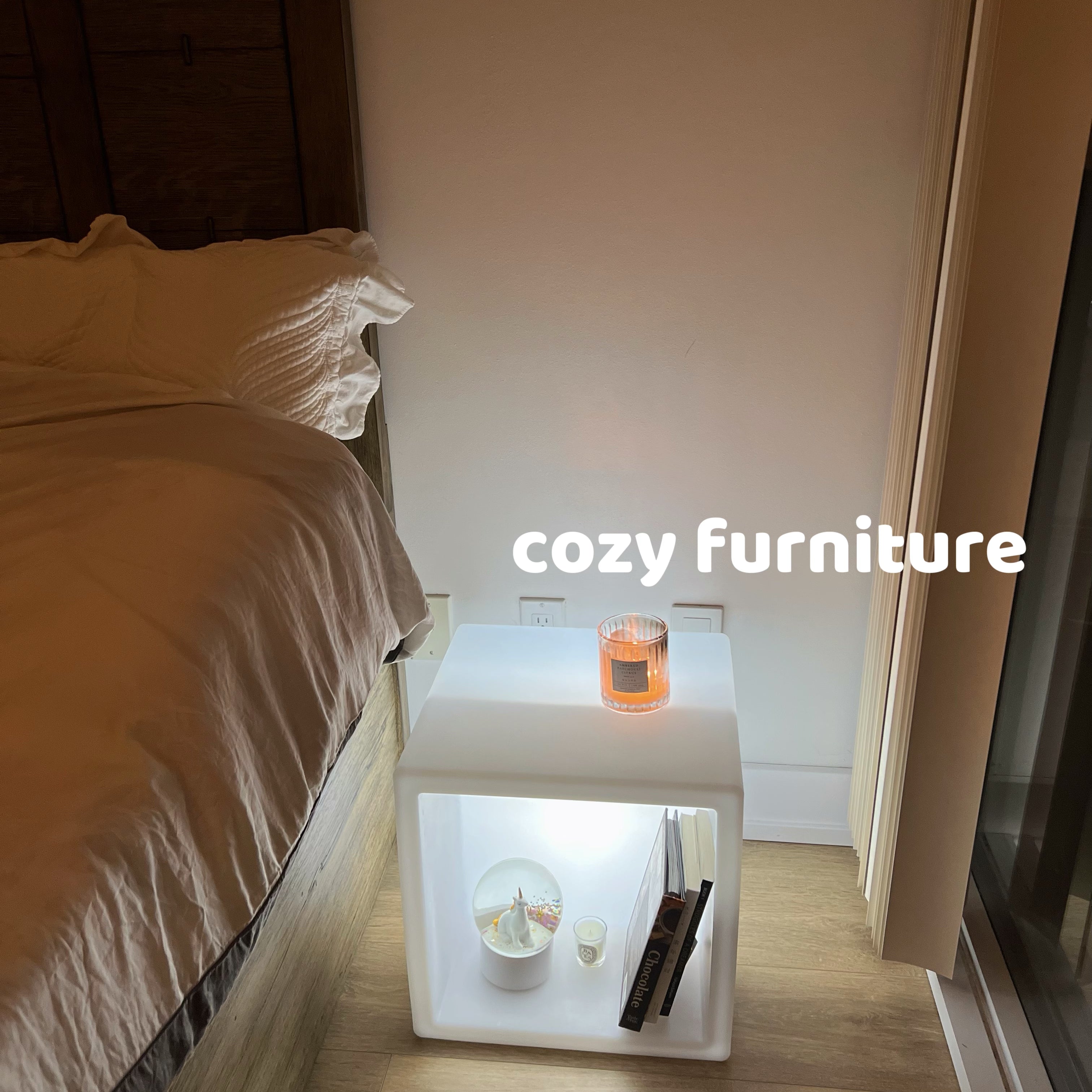 Lighted Cube Night Stand with Storage - Cozy Furniture & Lifestyle
