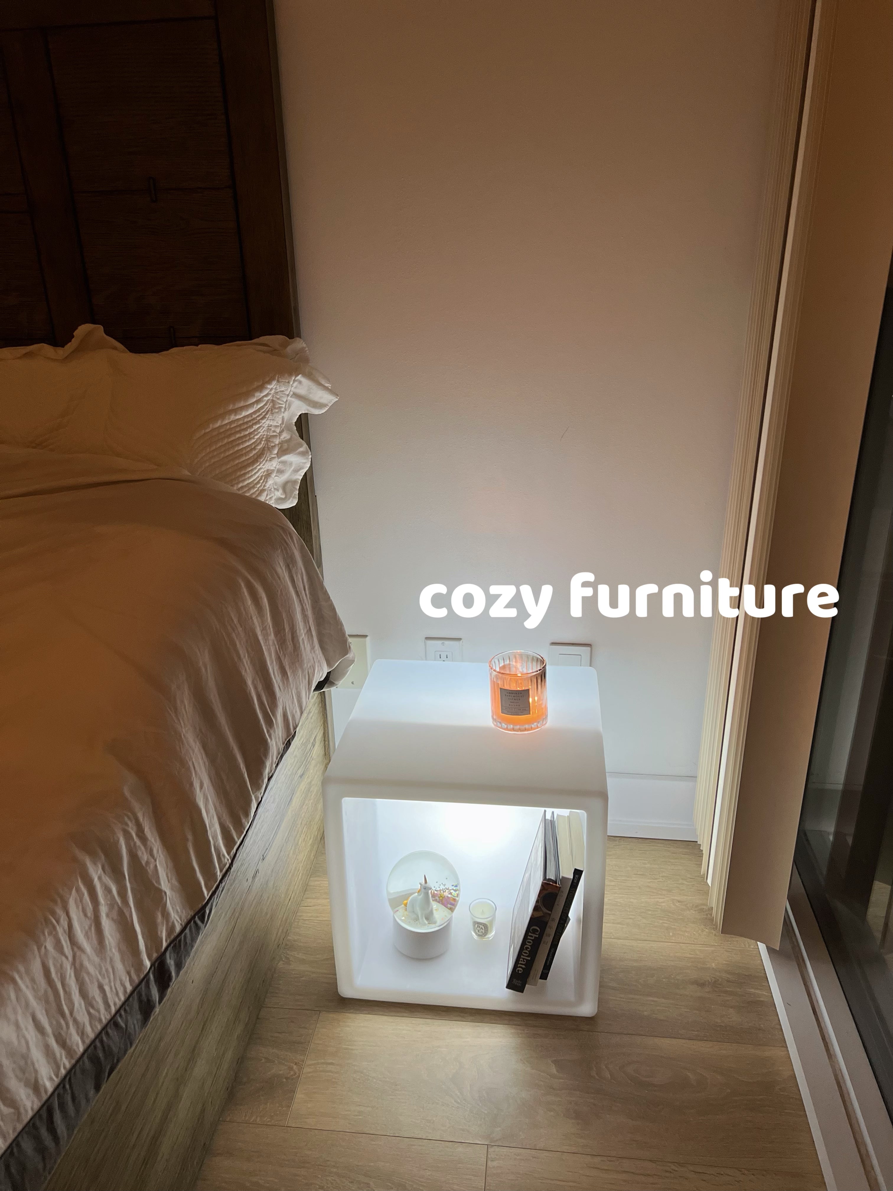 Lighted Cube Night Stand with Storage - Cozy Furniture & Lifestyle