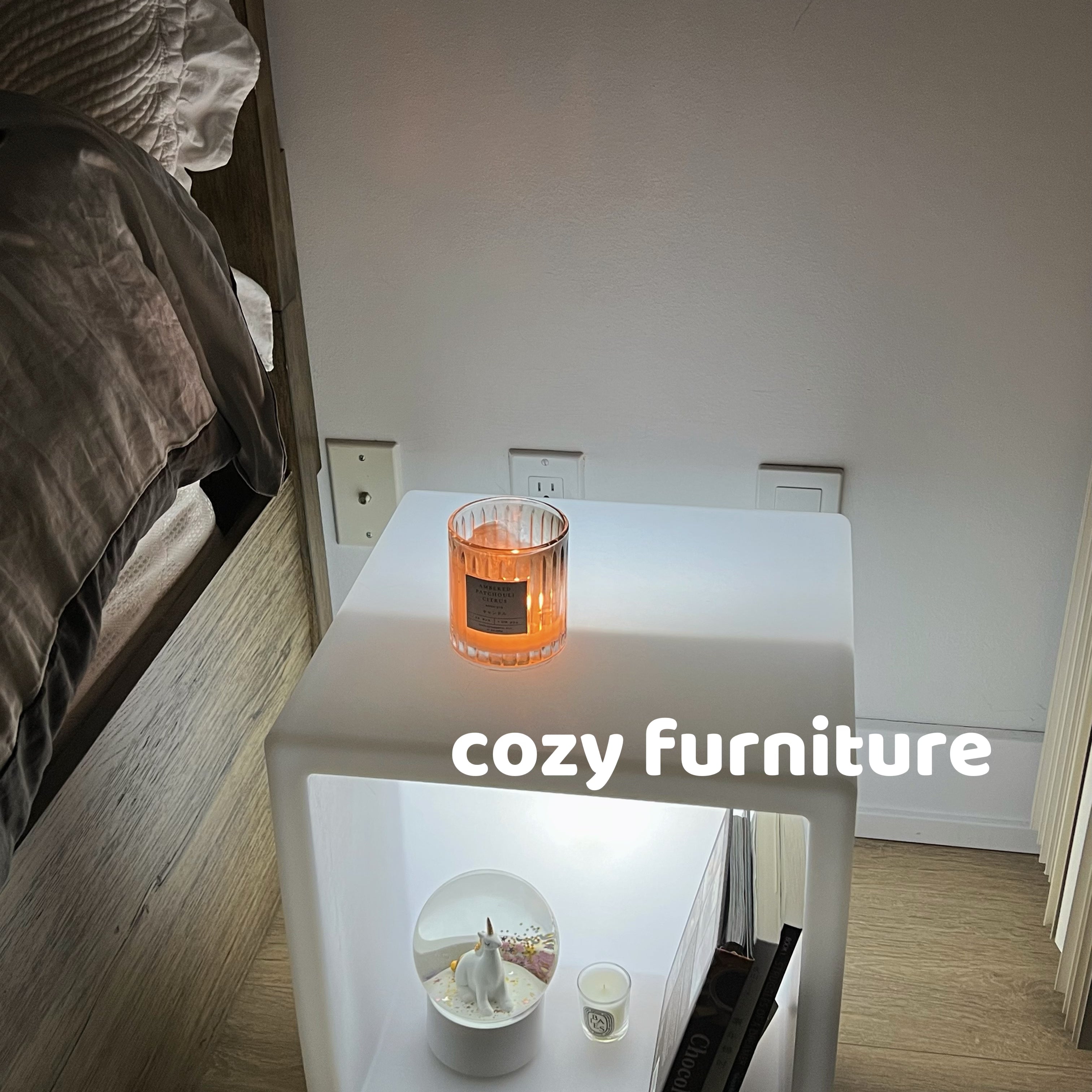 Lighted Cube Night Stand with Storage - Cozy Furniture & Lifestyle