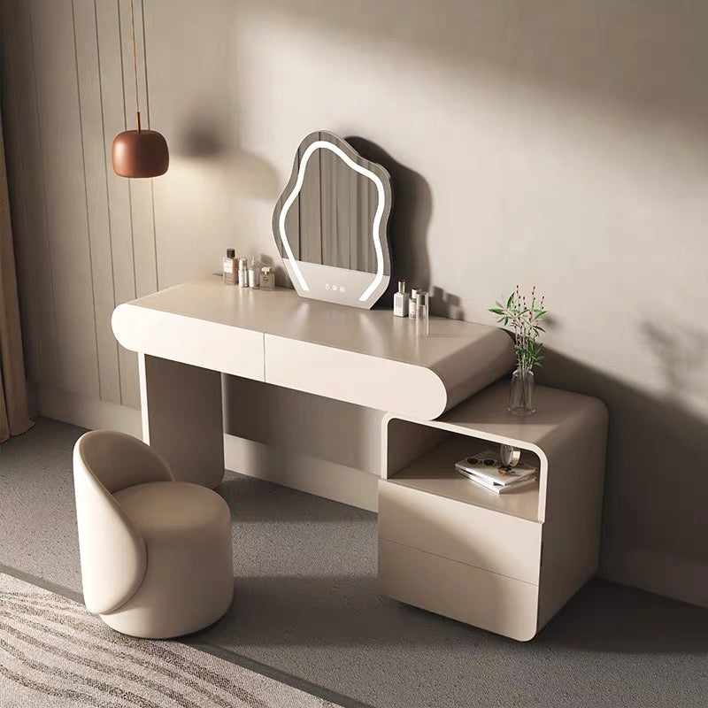 Luxuary vanity set with Cabinet, Adjustable Brightness Mirror and Cushioned Stool - Cozy Furniture & Lifestyle