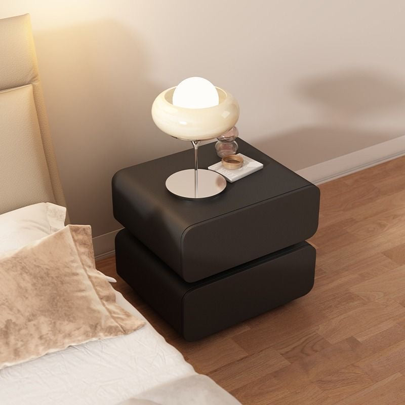 Vento Modern Wood/Leather Night Stand - Cozy Furniture & Lifestyle