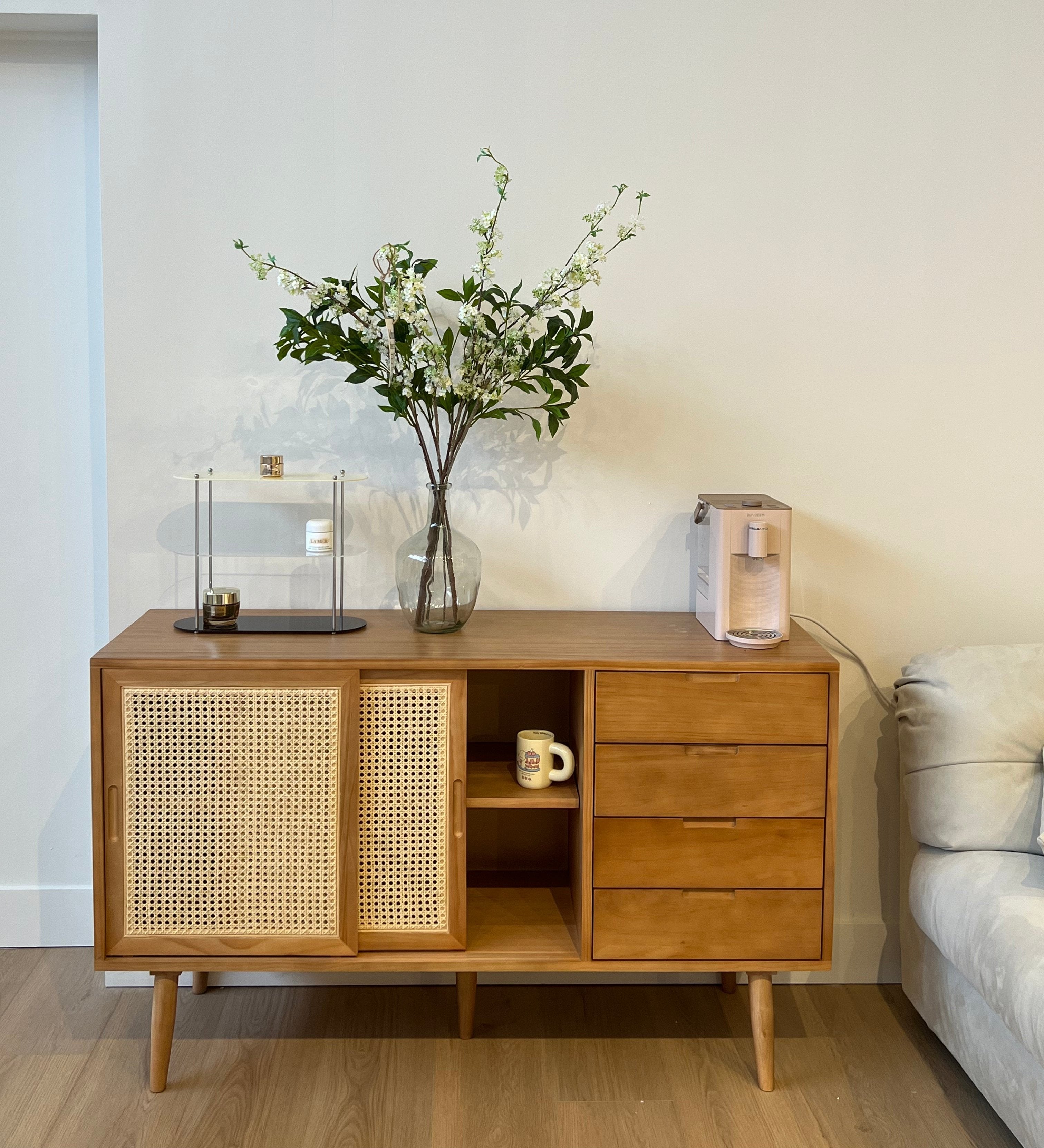 Mid-Century Rattan Craft Sideboard with Drawers - Cozy Furniture & Lifestyle