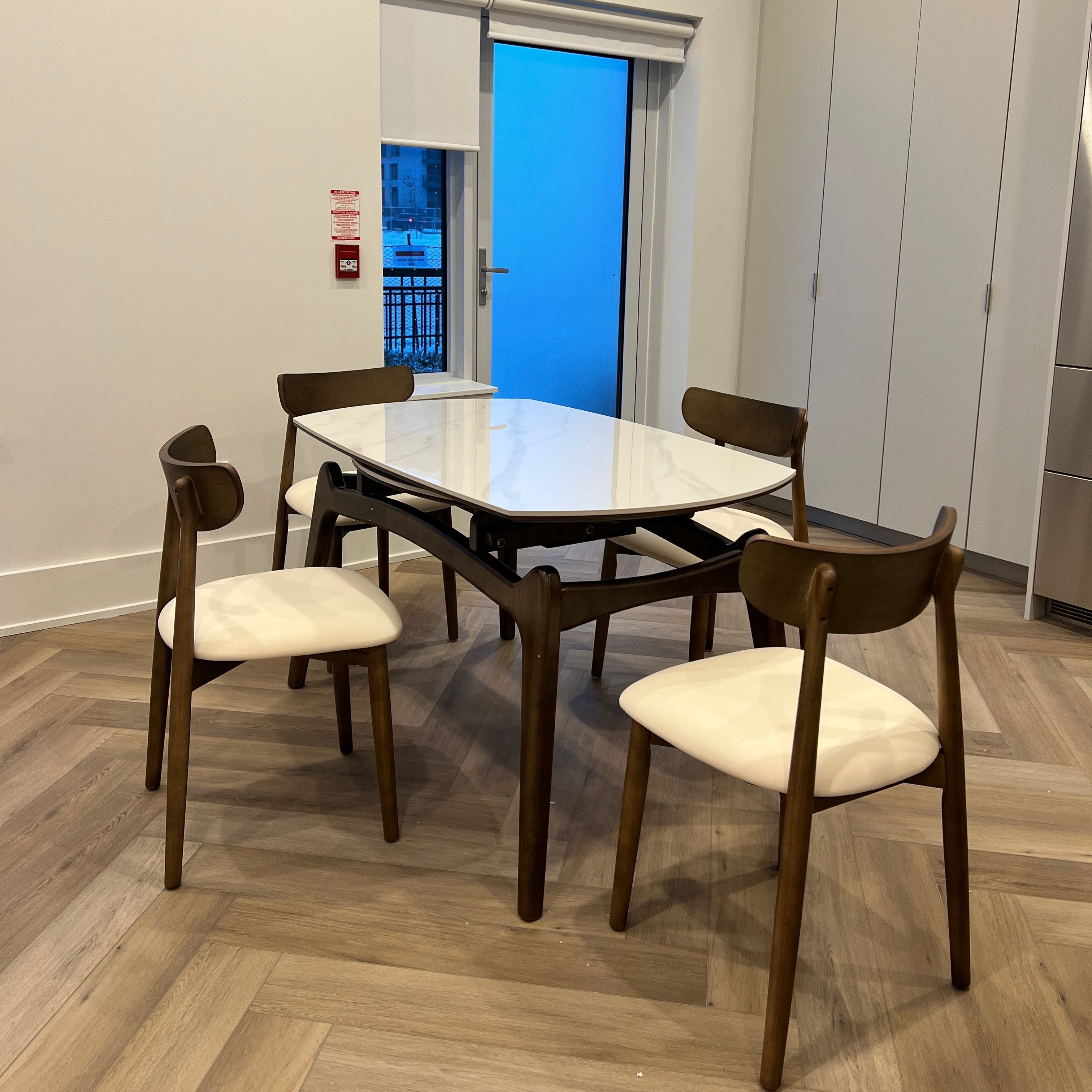 Aurora Convertible Dining Table & 4 Ash Classic Dining Chairs Set - Cozy Furniture & Lifestyle