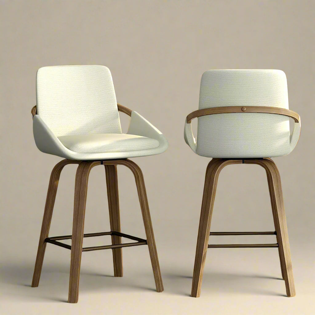 Alpine Curve Counter Stool with 360° swivel seat (Set of 2) - Cozy Furniture & Lifestyle
