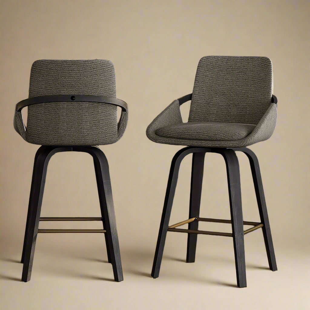 Alpine Curve Counter Stool with 360° swivel seat (Set of 2) - Cozy Furniture & Lifestyle