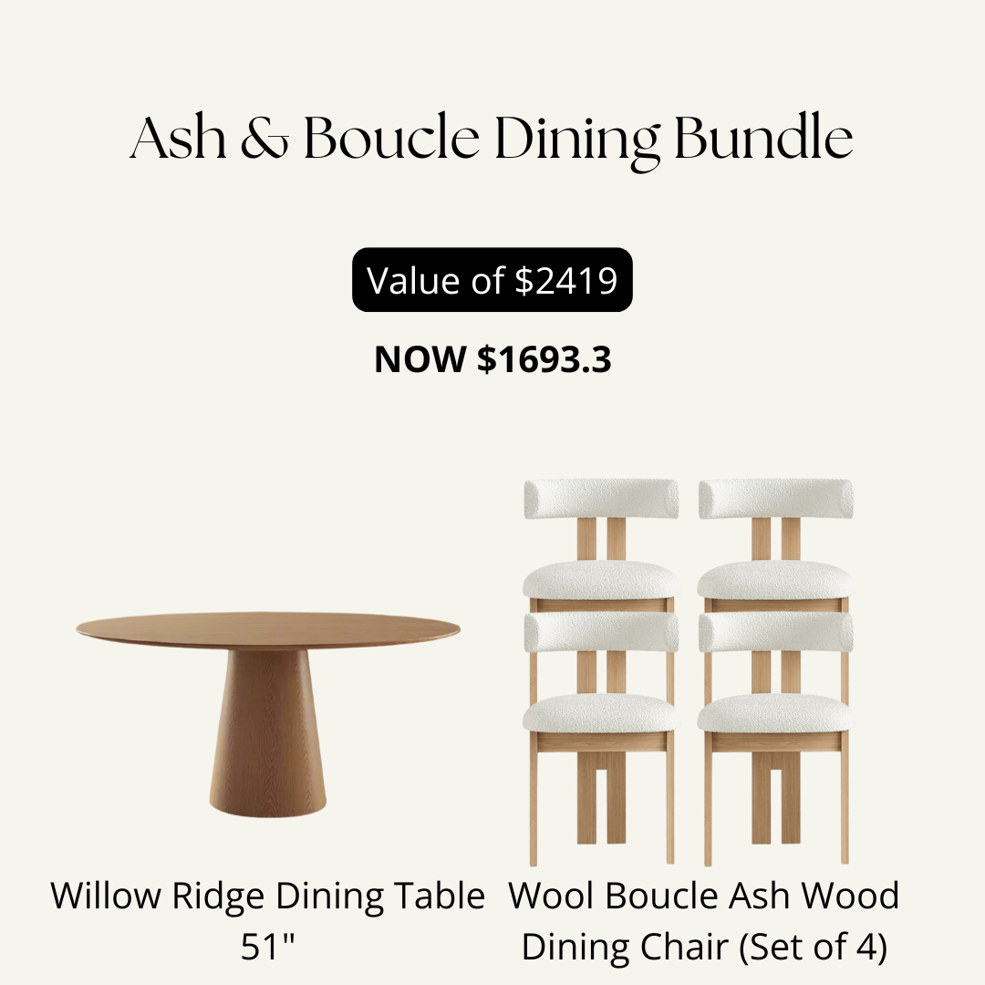 Ash & Boucle Dining Bundle - Cozy Furniture & Lifestyle