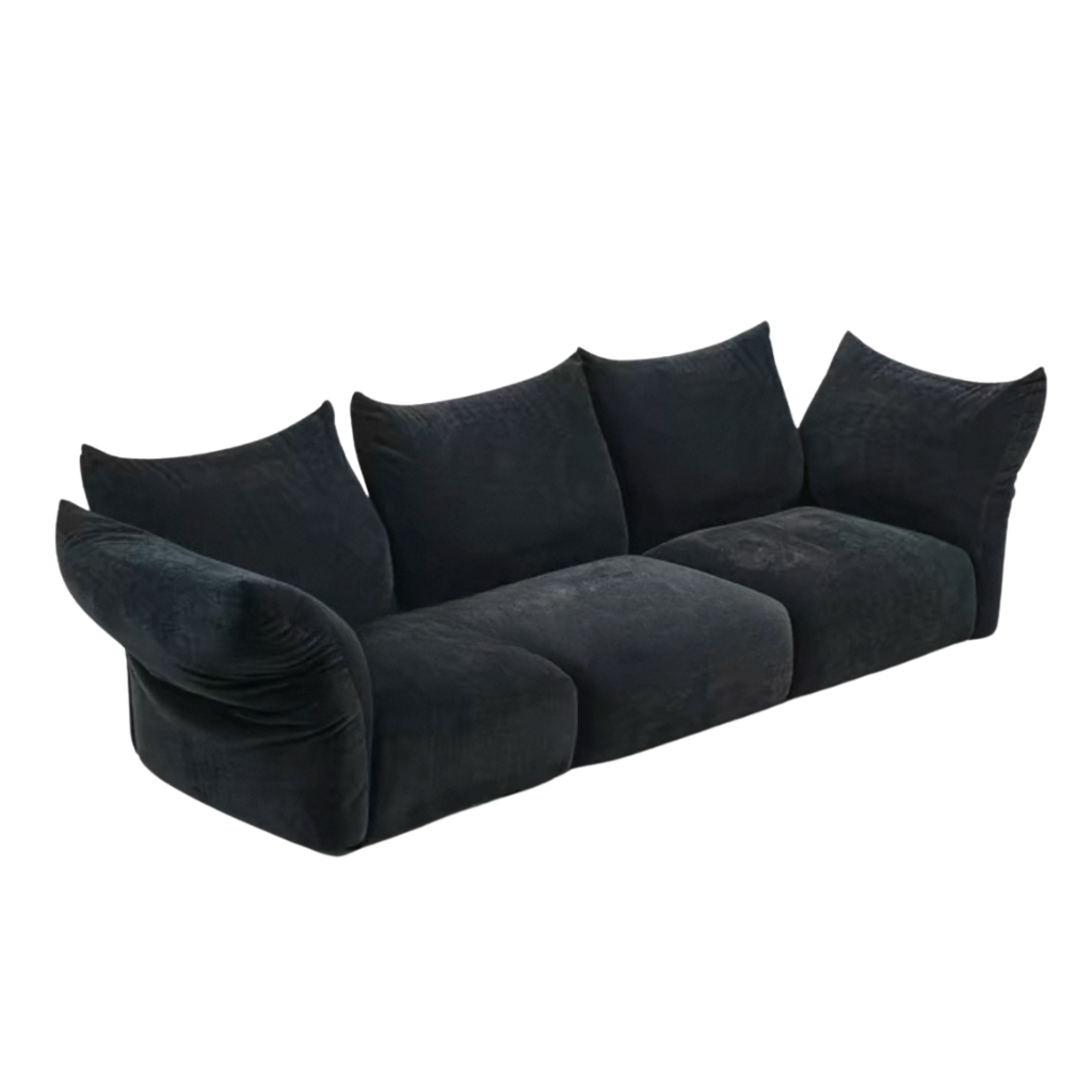 3 seater blooming Embrace Modular Sofa in deep navy fabric in studio setting