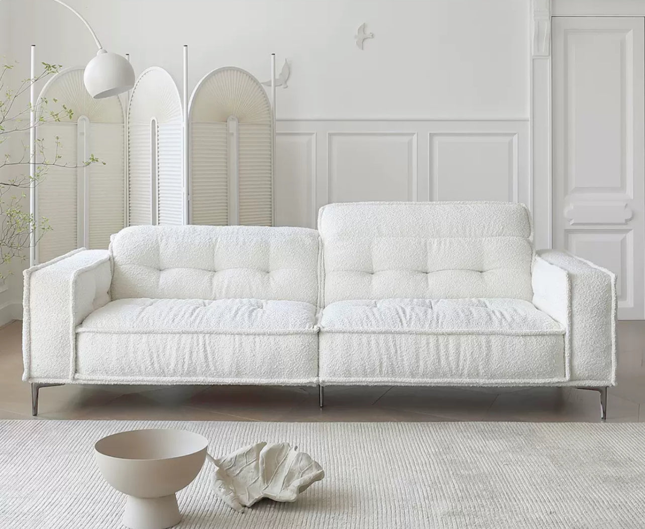 Chic Comfort Adjustable Boucle Sofa - Cozy Furniture & Lifestyle