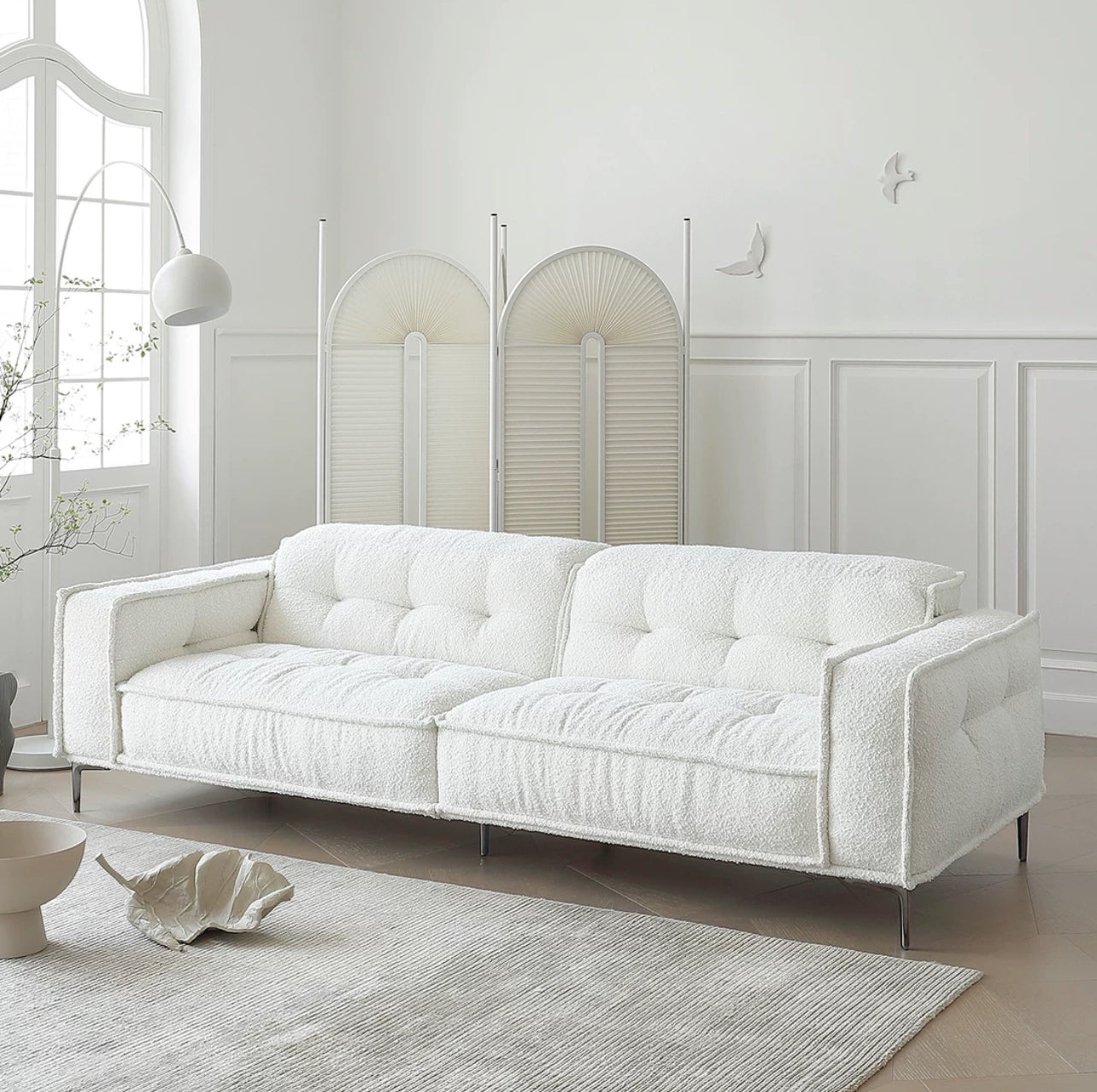 Chic Comfort Adjustable Boucle Sofa - Cozy Furniture & Lifestyle