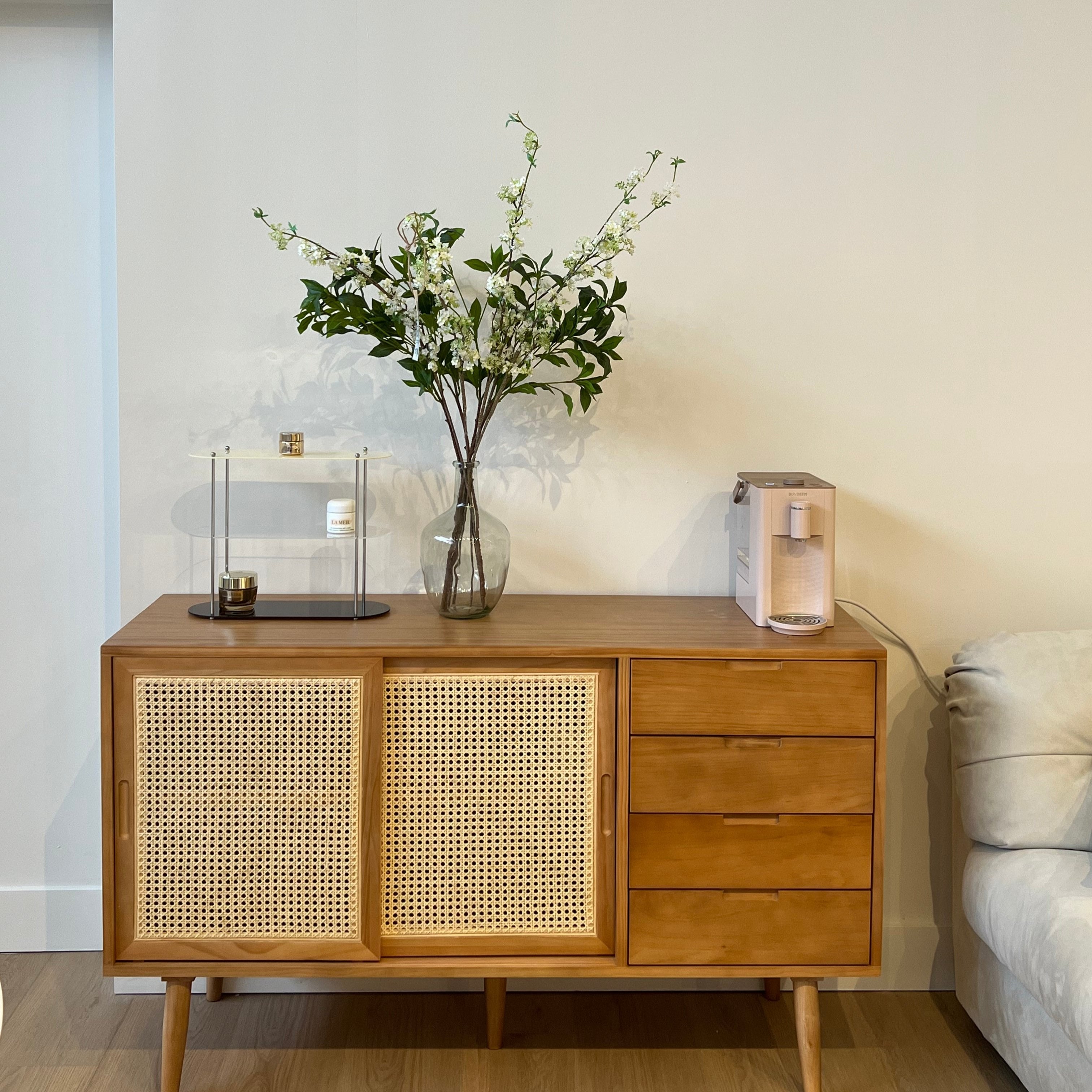 Mid-Century Rattan Craft Sideboard with Drawers - Cozy Furniture & Lifestyle