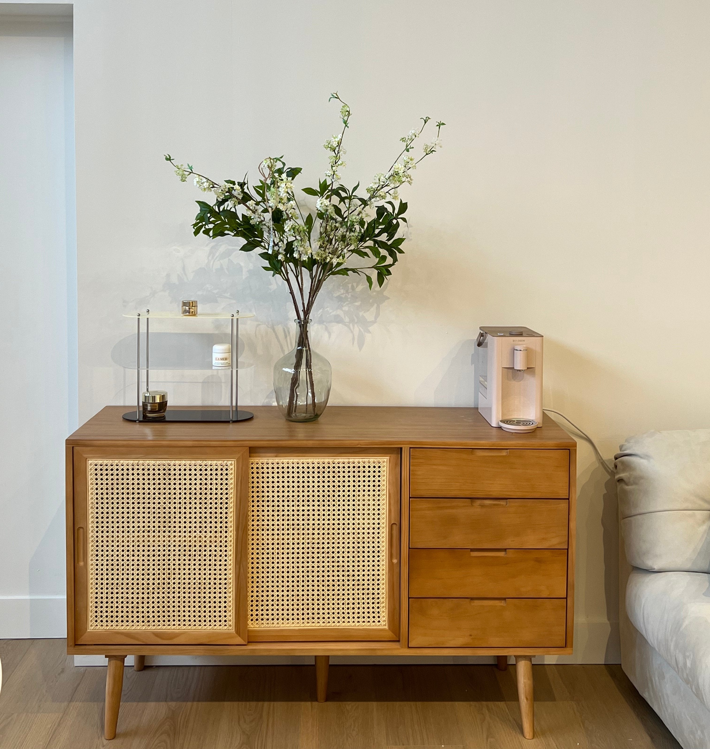Mid-Century Rattan Craft Sideboard with Drawers - Cozy Furniture & Lifestyle