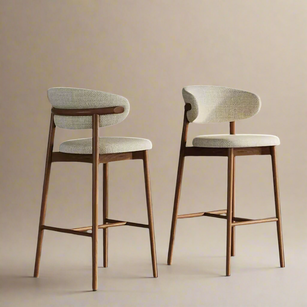 Linen Ash Wood Counter Stool (Set of 2) - Cozy Furniture & Lifestyle