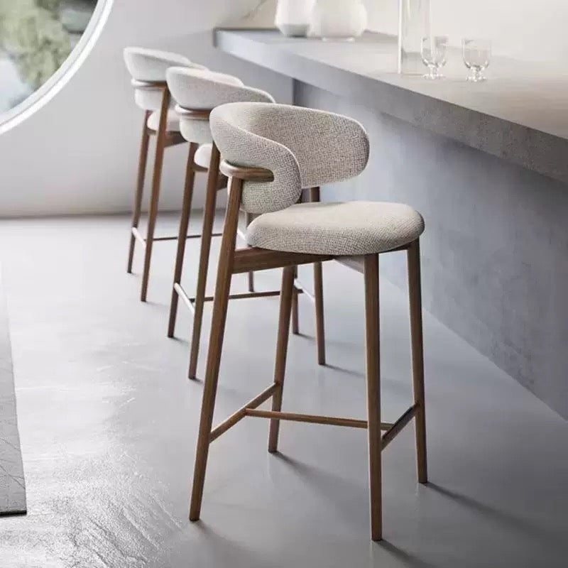 Linen Ash Wood Bar Stool - Cozy Furniture & Lifestyle