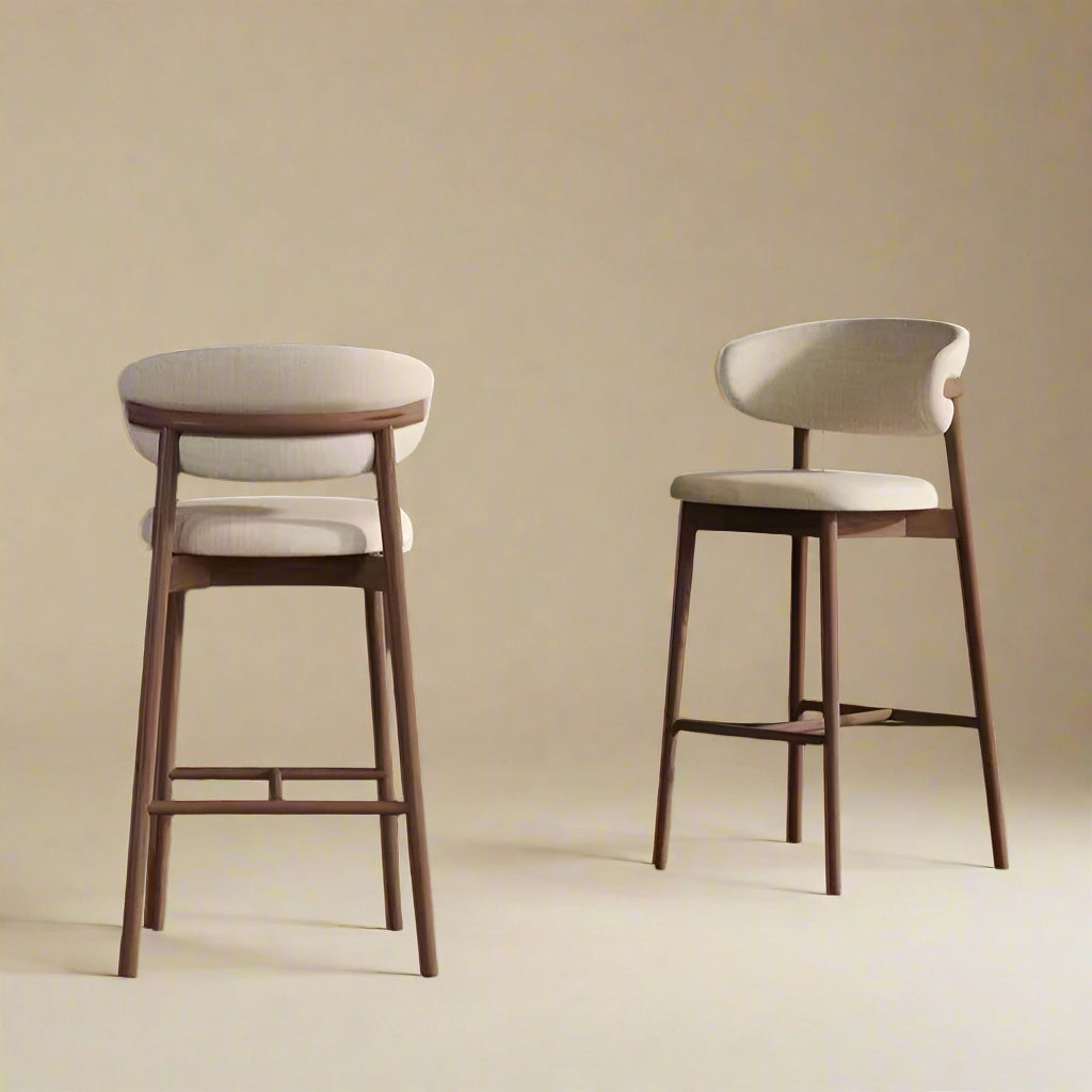 Linen Ash Wood Bar Stool - Cozy Furniture & Lifestyle