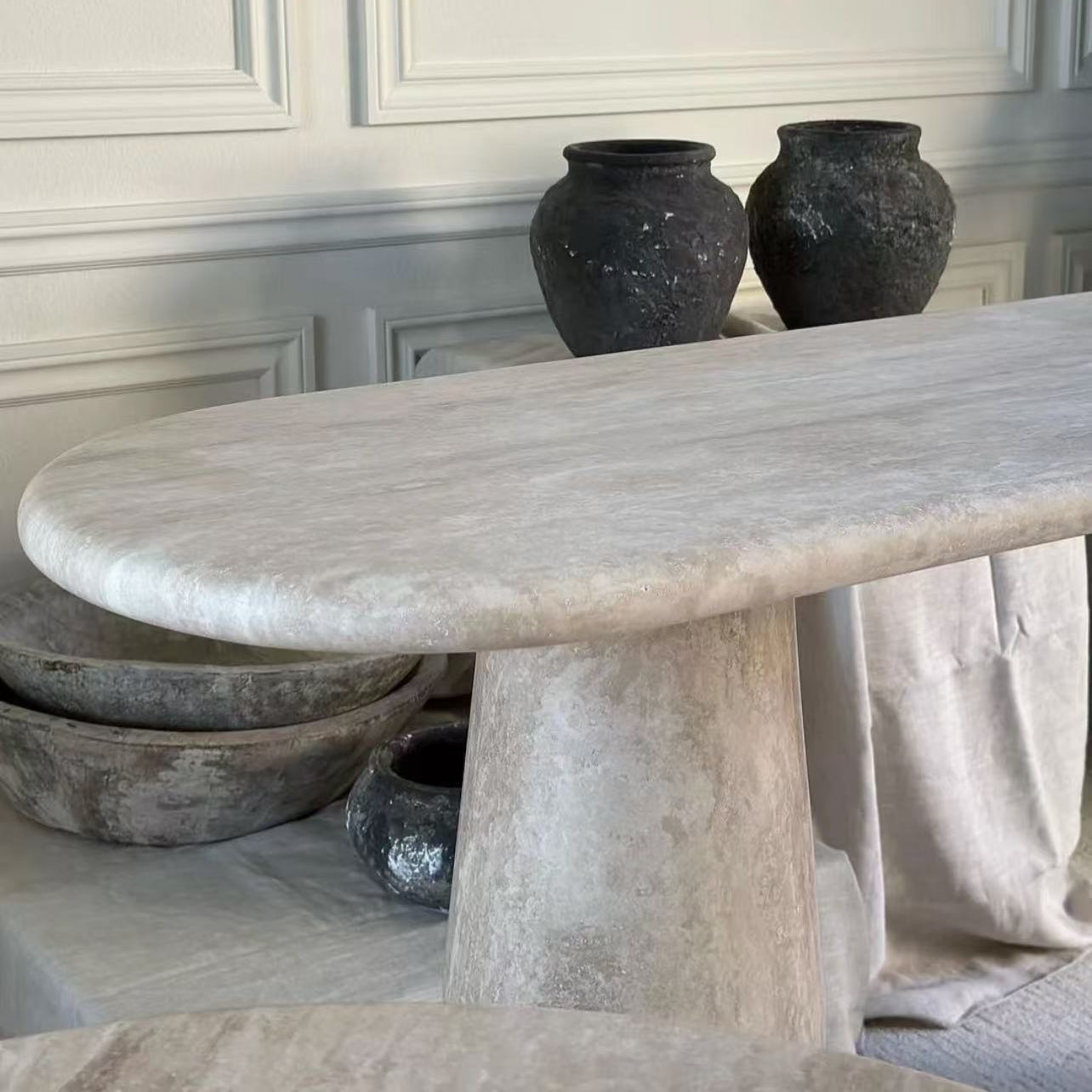 Maelis Natural Travertine Console Table - Cozy Furniture & Lifestyle