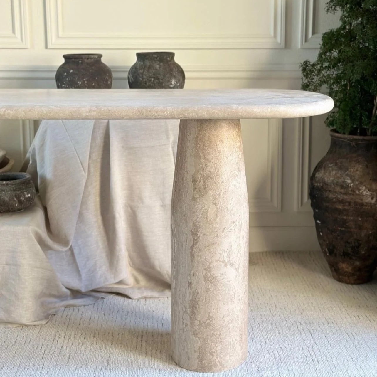 Maelis Natural Travertine Console Table - Cozy Furniture & Lifestyle