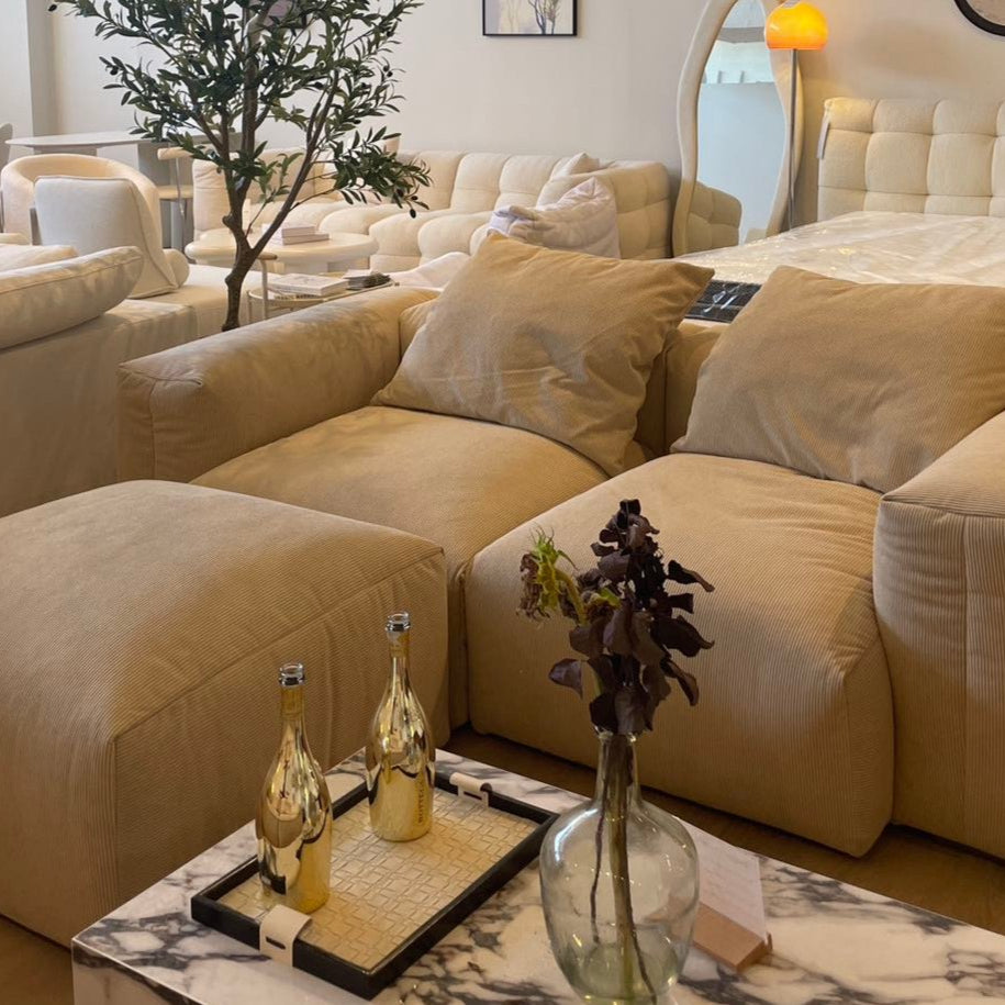Plush Corduroy Modular Sofa - Cozy Furniture & Lifestyle