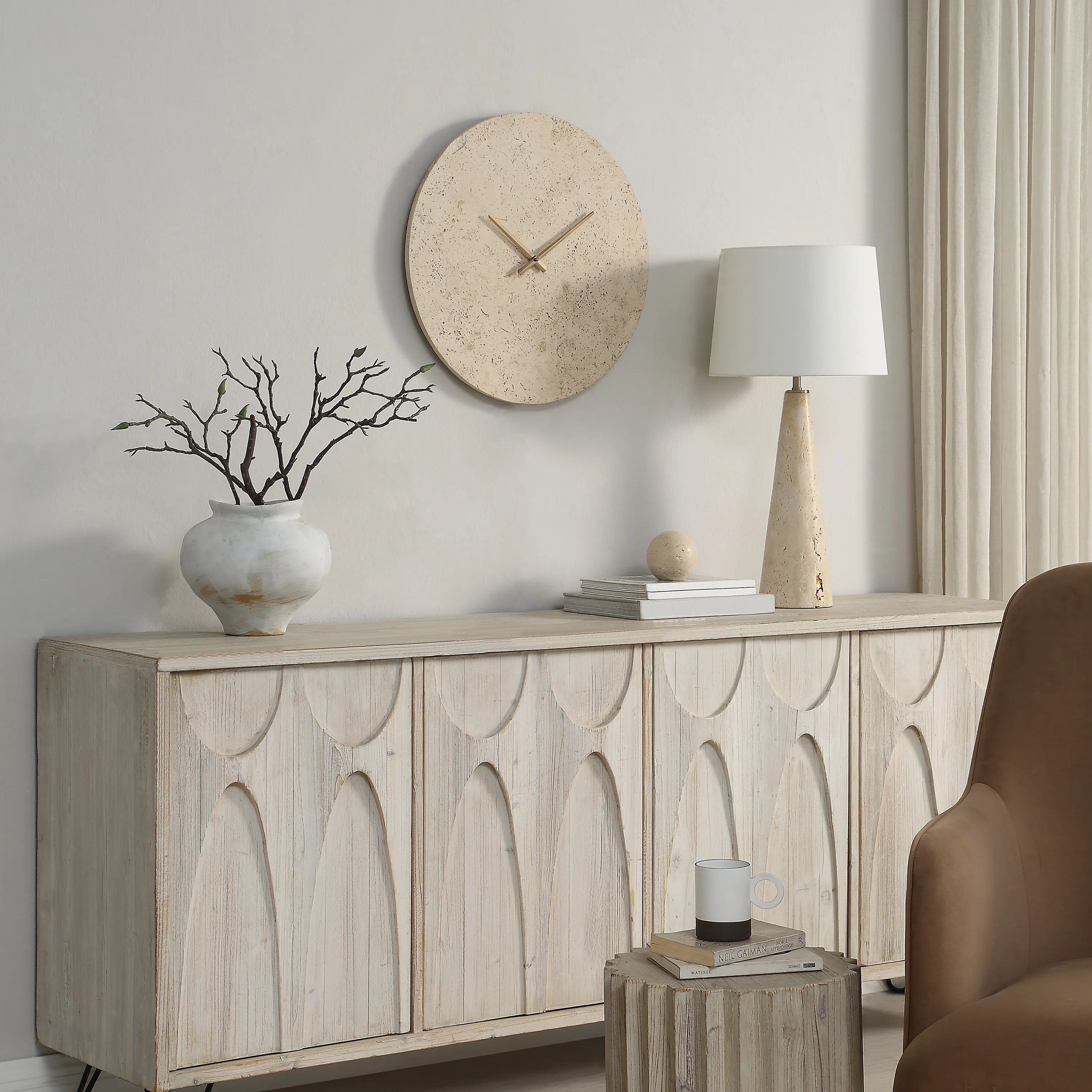 Solea Travertine Wall Clock - Cozy Furniture & Lifestyle