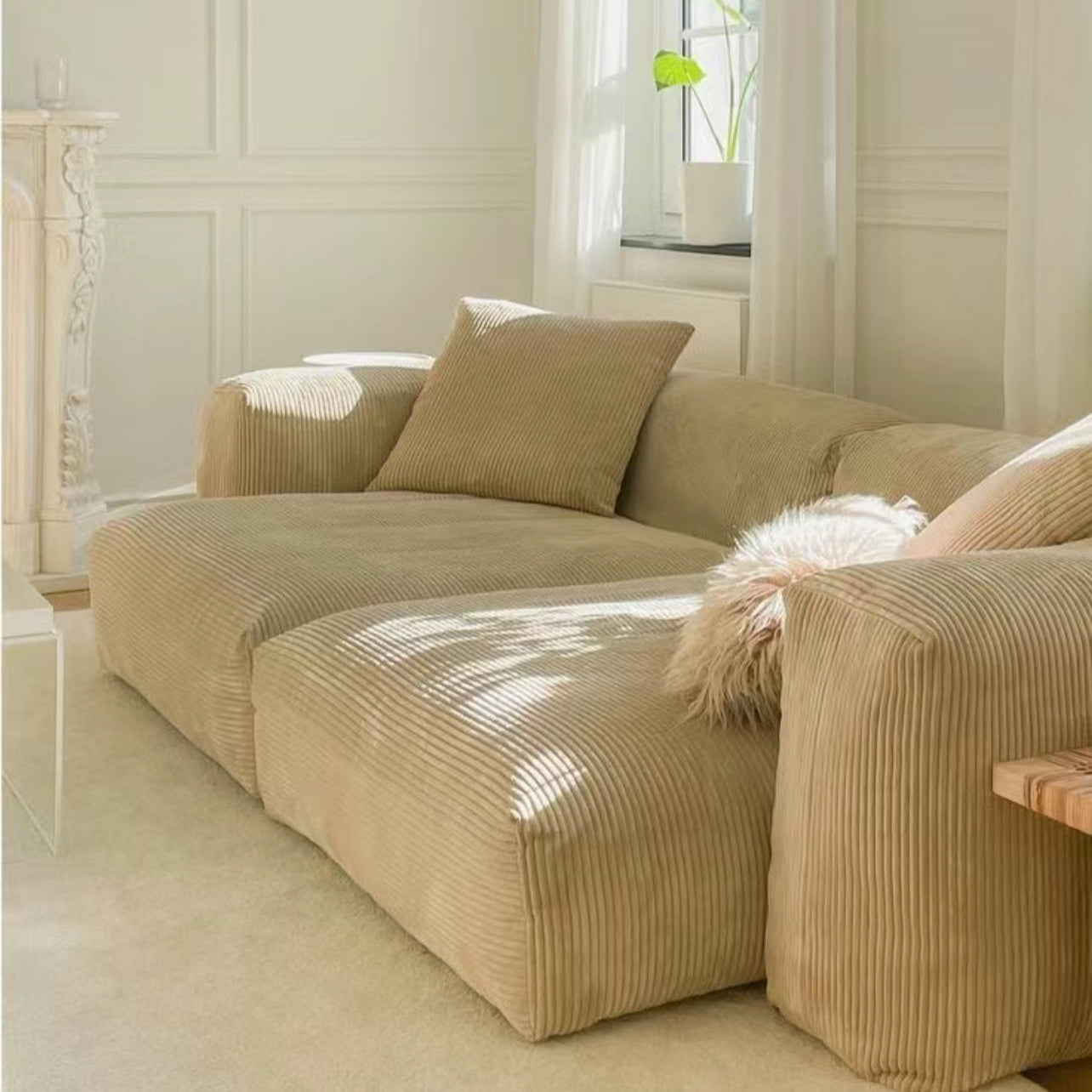 Plush Corduroy Modular Sofa - Cozy Furniture & Lifestyle
