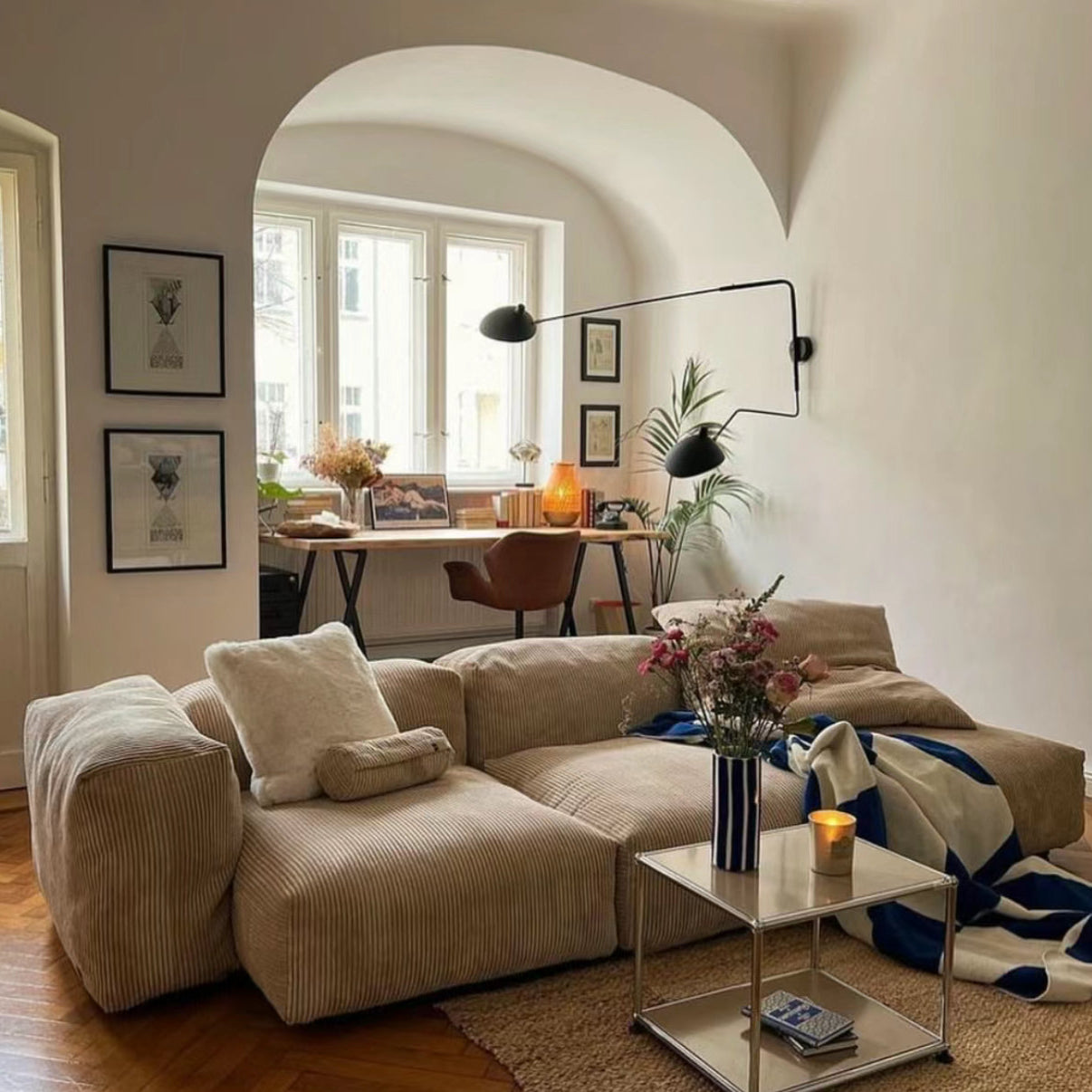 Plush Corduroy Modular Sofa - Cozy Furniture & Lifestyle