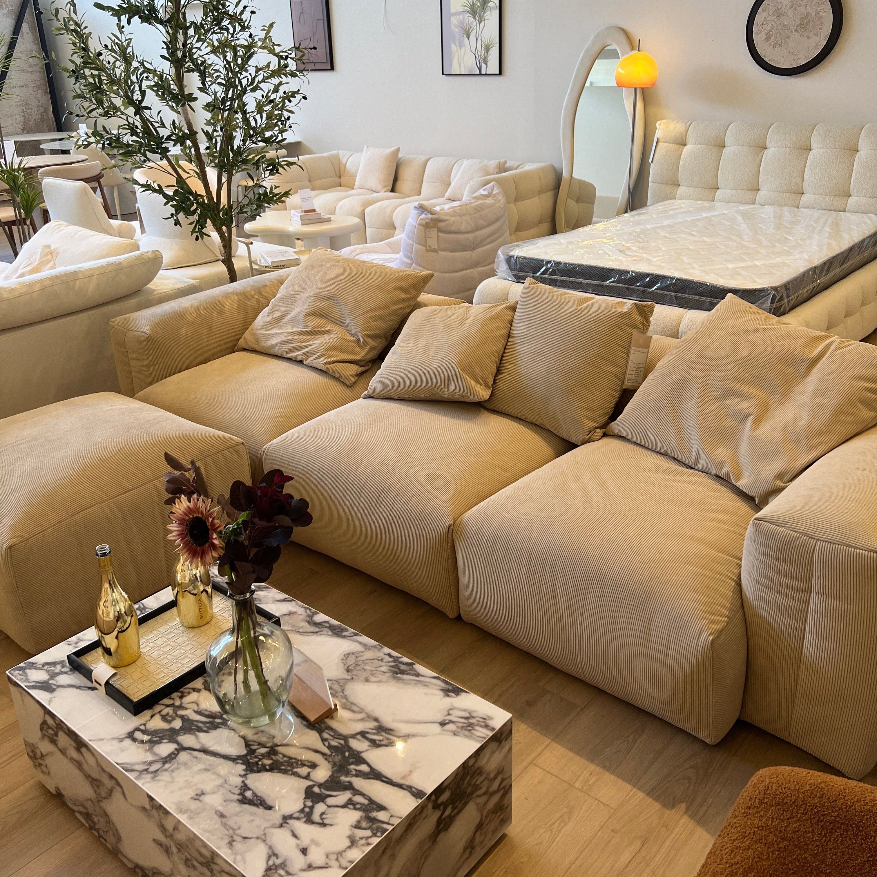 Plush Corduroy Modular Sofa - Cozy Furniture & Lifestyle