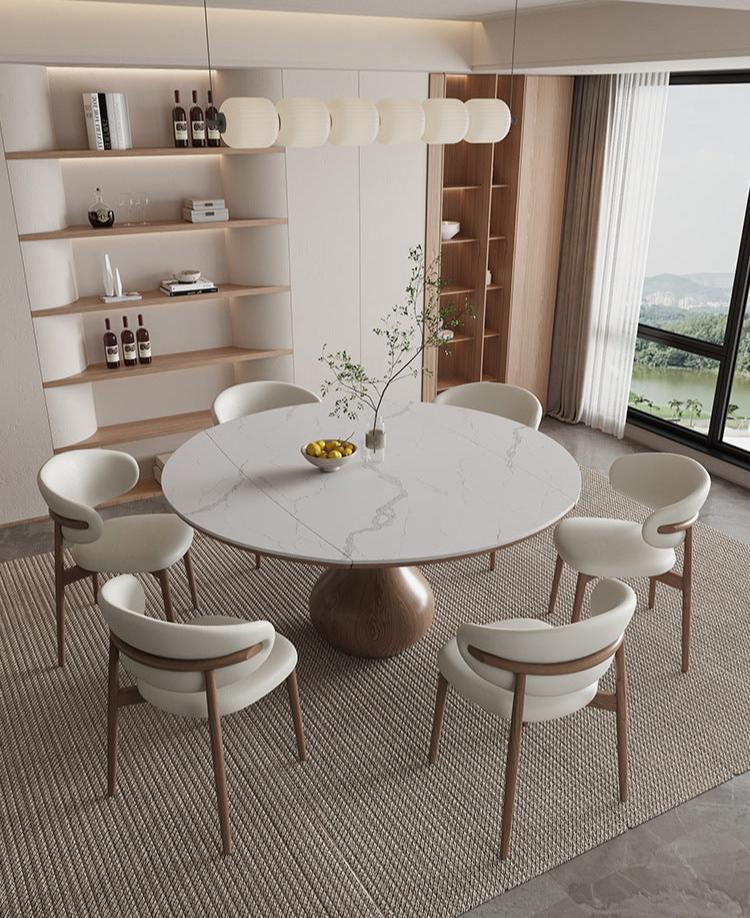 Walnut Sphere Leg Convertible Dining Table 59" - Cozy Furniture & Lifestyle