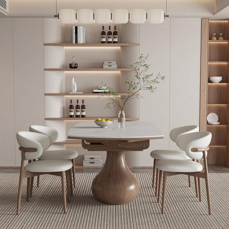 Walnut Sphere Leg Convertible Dining Table 59" - Cozy Furniture & Lifestyle