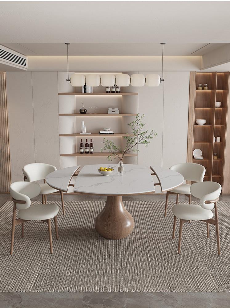 Walnut Sphere Leg Convertible Dining Table 59" - Cozy Furniture & Lifestyle