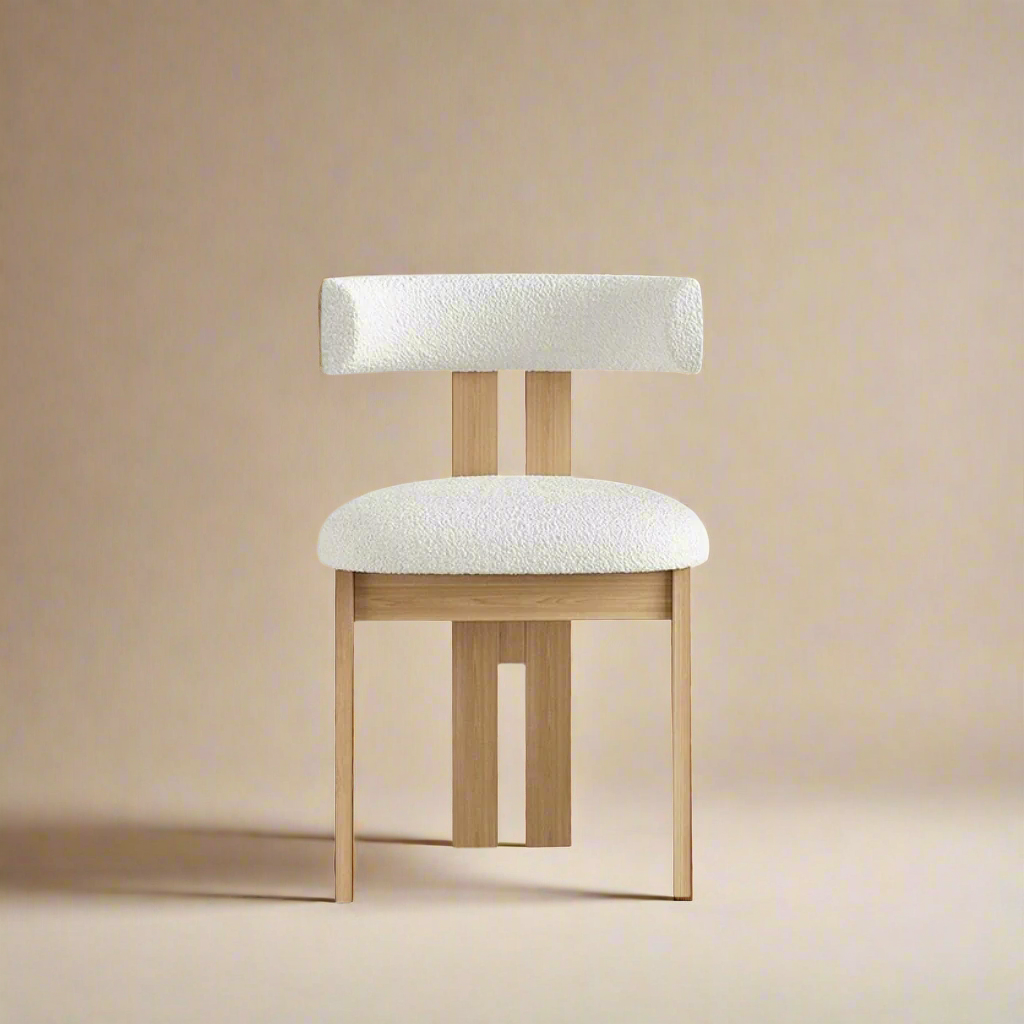 Bouclé Ash Wood Dining Chair (Set of 2) - Cozy Furniture & Lifestyle