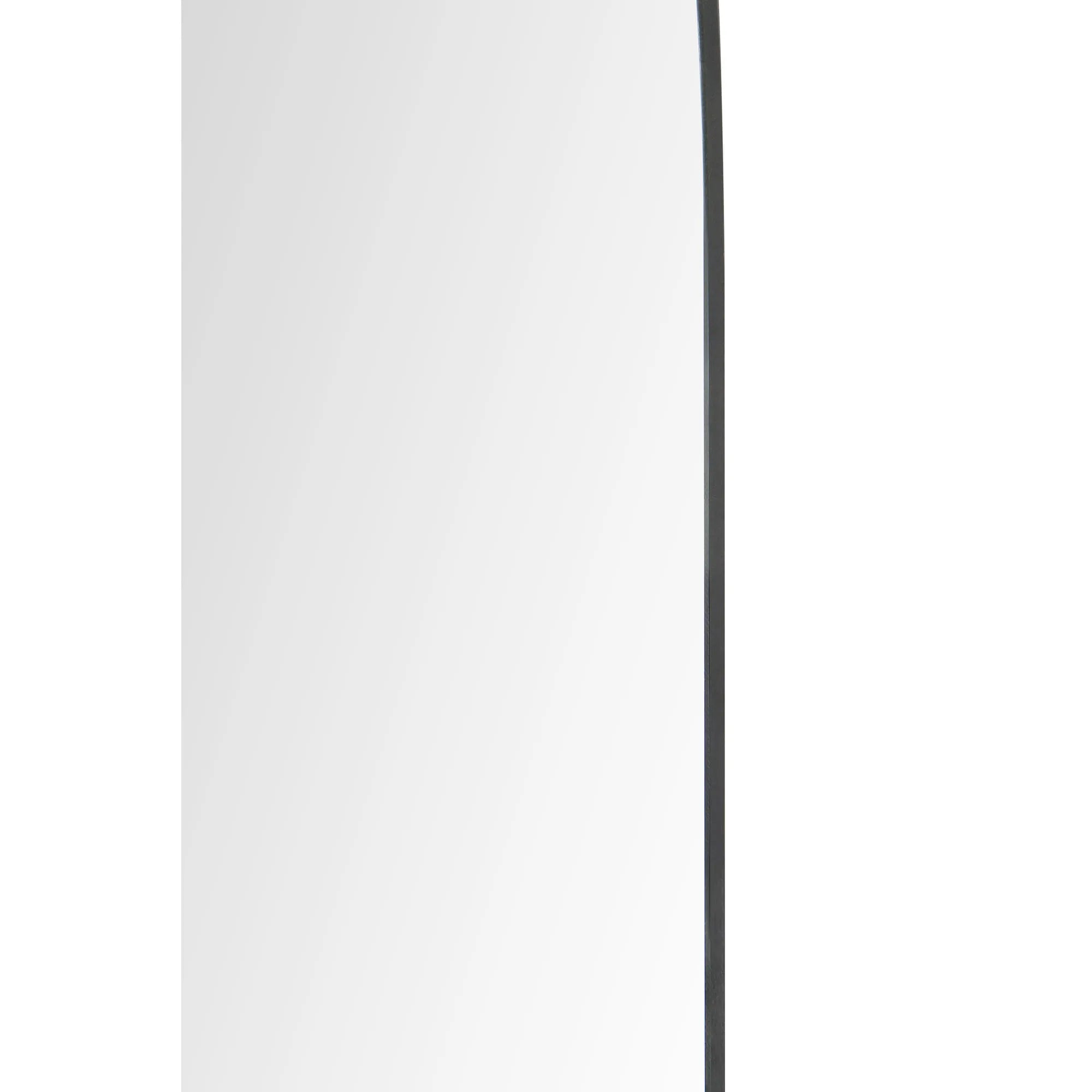 Close-up view of the Arco Wall Mirror showing its slim black metal edge detail