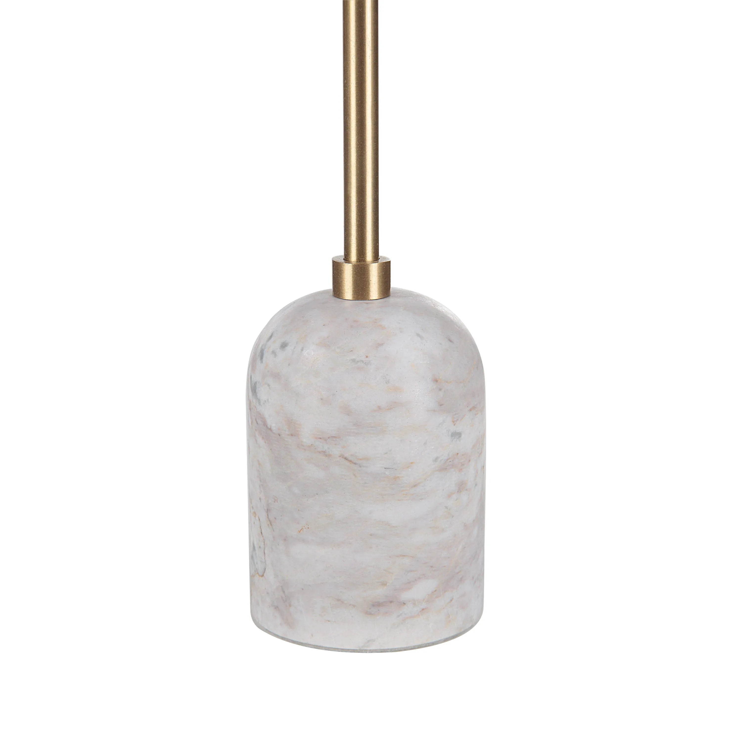 Close-up of Aurelia Candle Holder showing white marble texture and brass stem