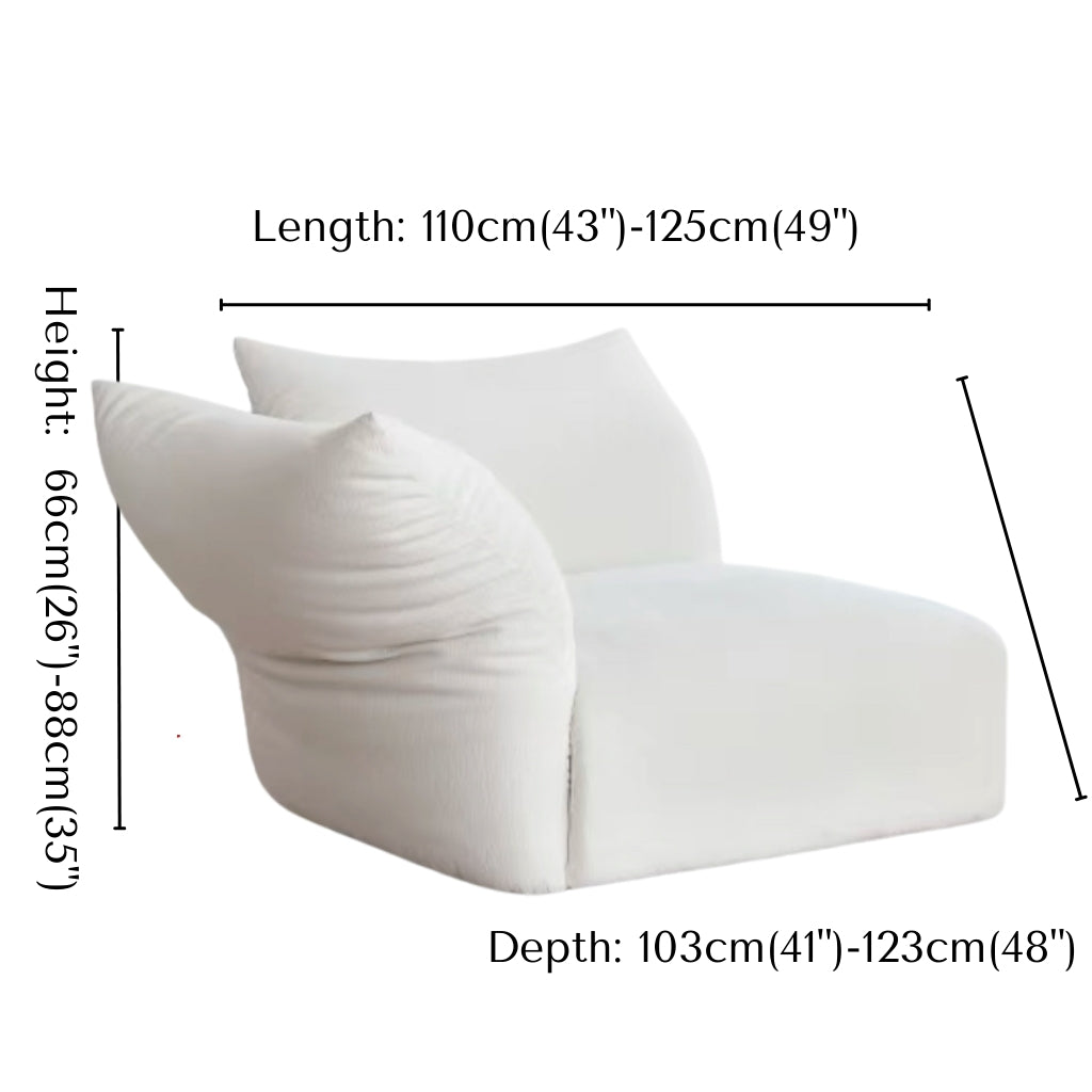 Blooming Embrace Modular Sofa am chaise with measurements