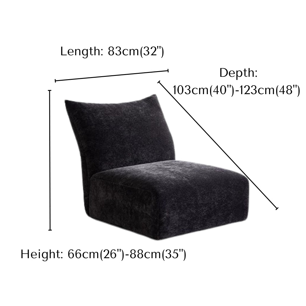 Blooming Embrace Modular Sofa armless chaise with measurements