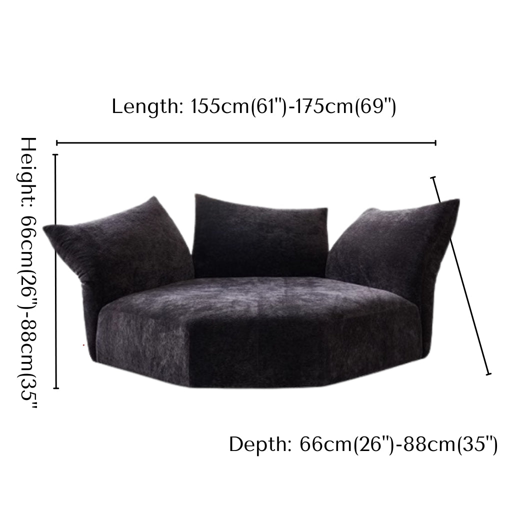 Blooming Embrace Modular Sofa large chaise with measurements