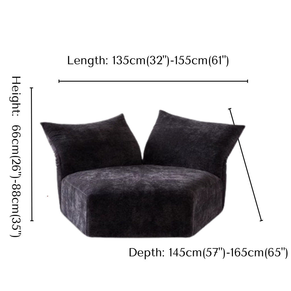 Blooming Embrace Modular Sofa small chaise with measurements
