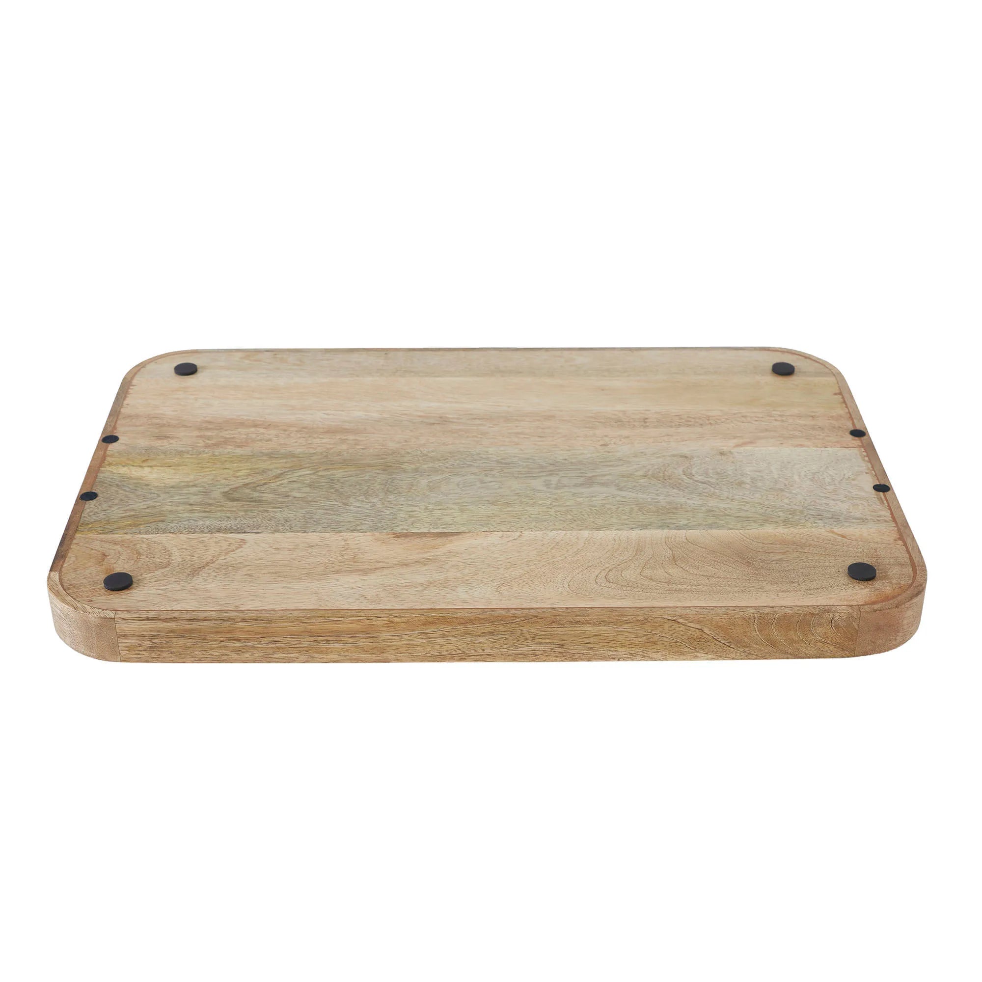 Bottom view of Cavallo Wood Tray showing smooth mango wood finish with protective pads at each corner