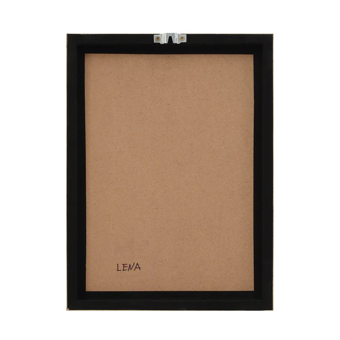 Back view of the Clementine framed floral wall art showing secure metal mounting hardware and a flat backing.