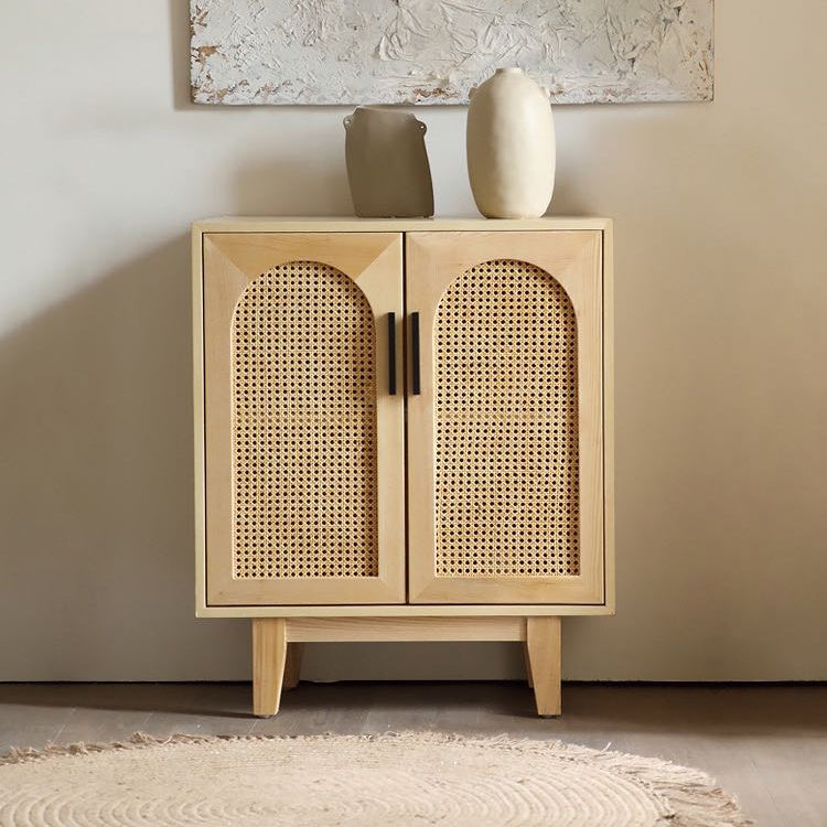 Elegance Rattan Ash Wood Arch Sideboard in a light, neutral interior with textured decor.
