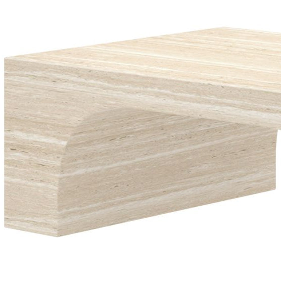 Close-up of the Elio travertine coffee table showing texture and pattern