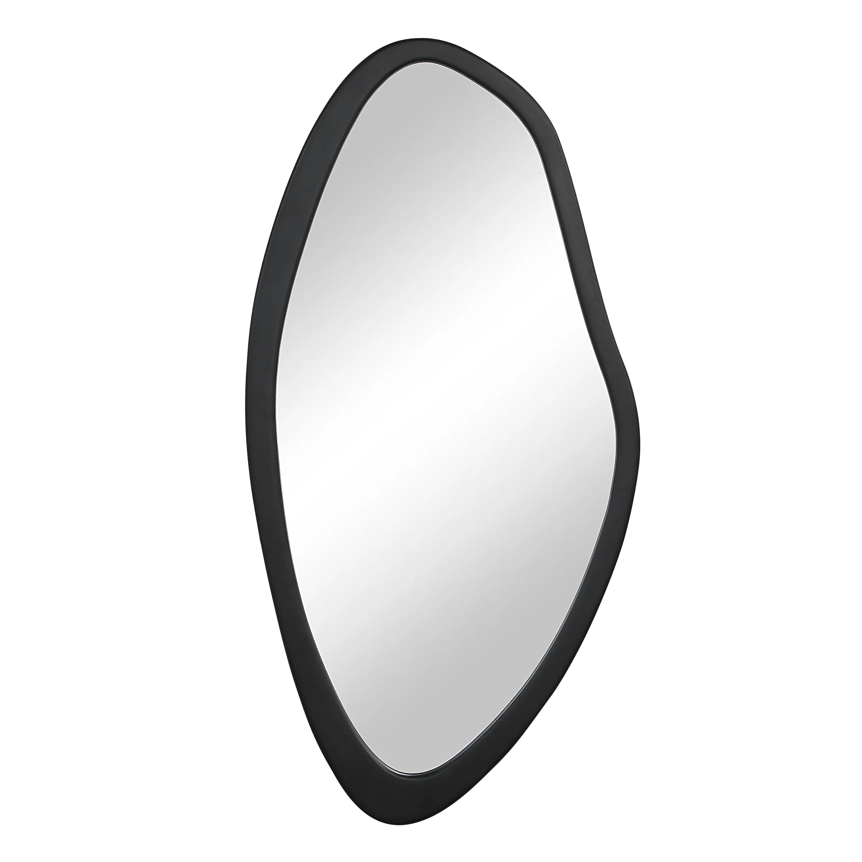 Isla Wall Mirror with an organic asymmetrical black frame in a modern sculptural design.