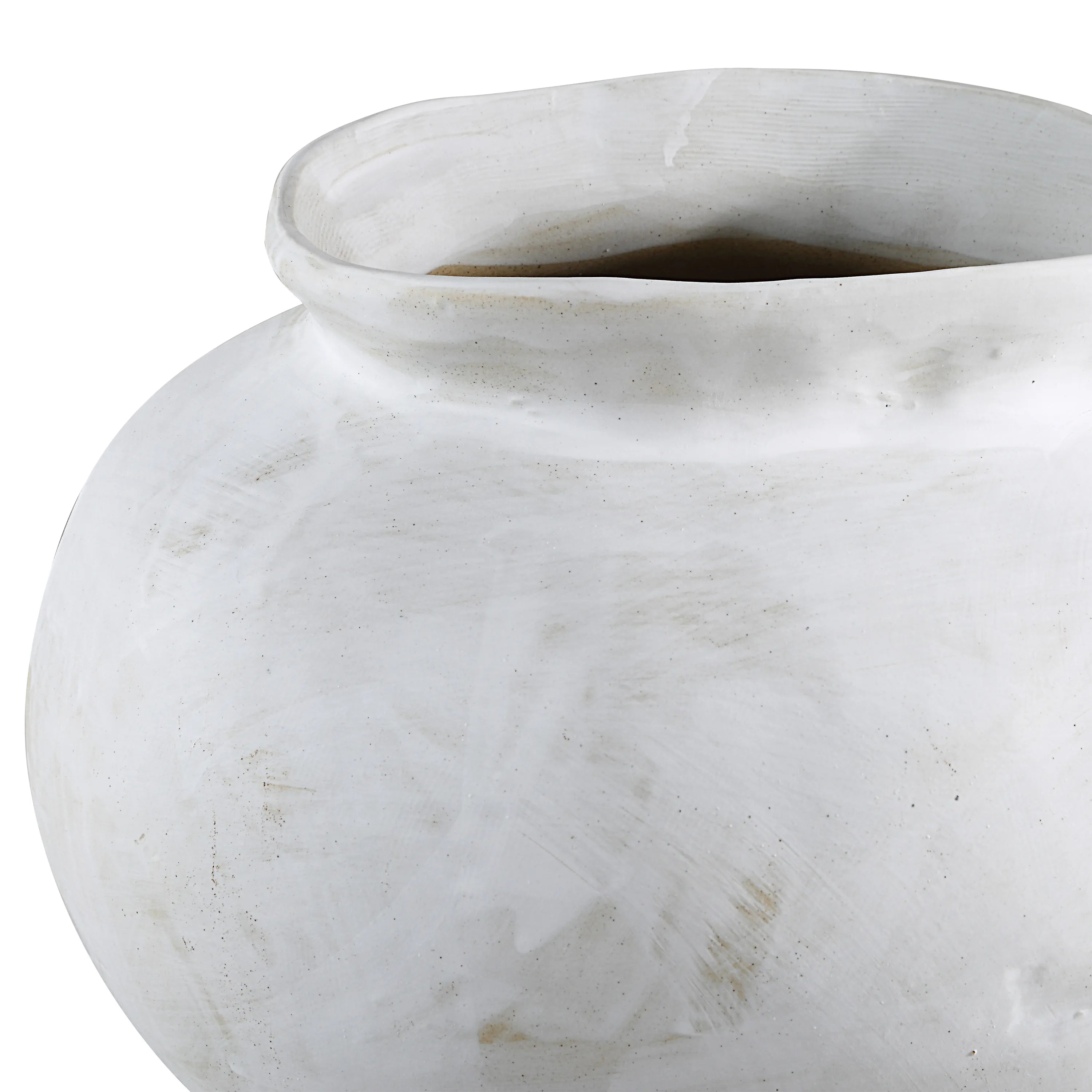 Close-up of Keros Vase showing its handcrafted ceramic texture and subtle rustic white finish