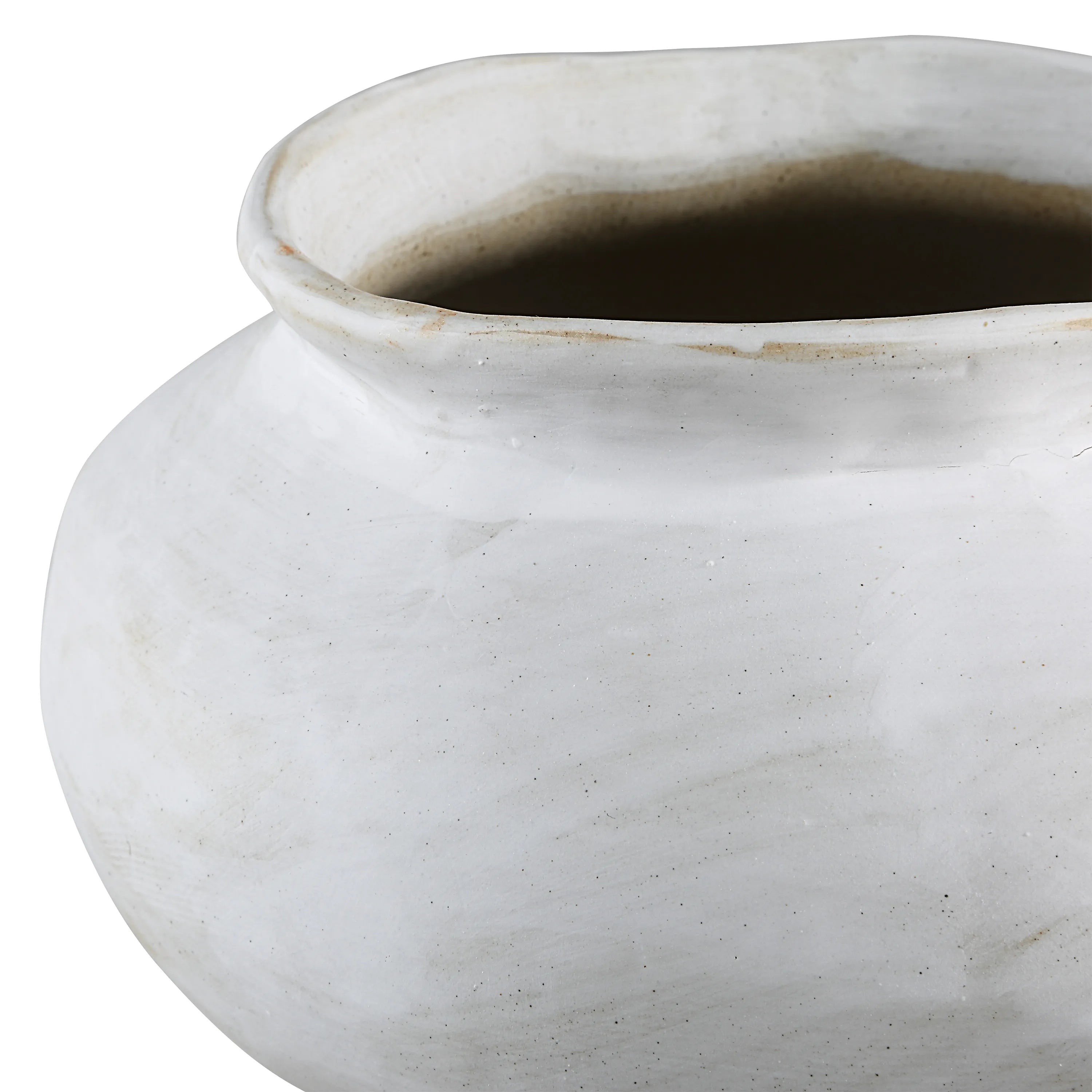 Close-up of Leros Vase showing smooth white ceramic texture and curved handcrafted rim