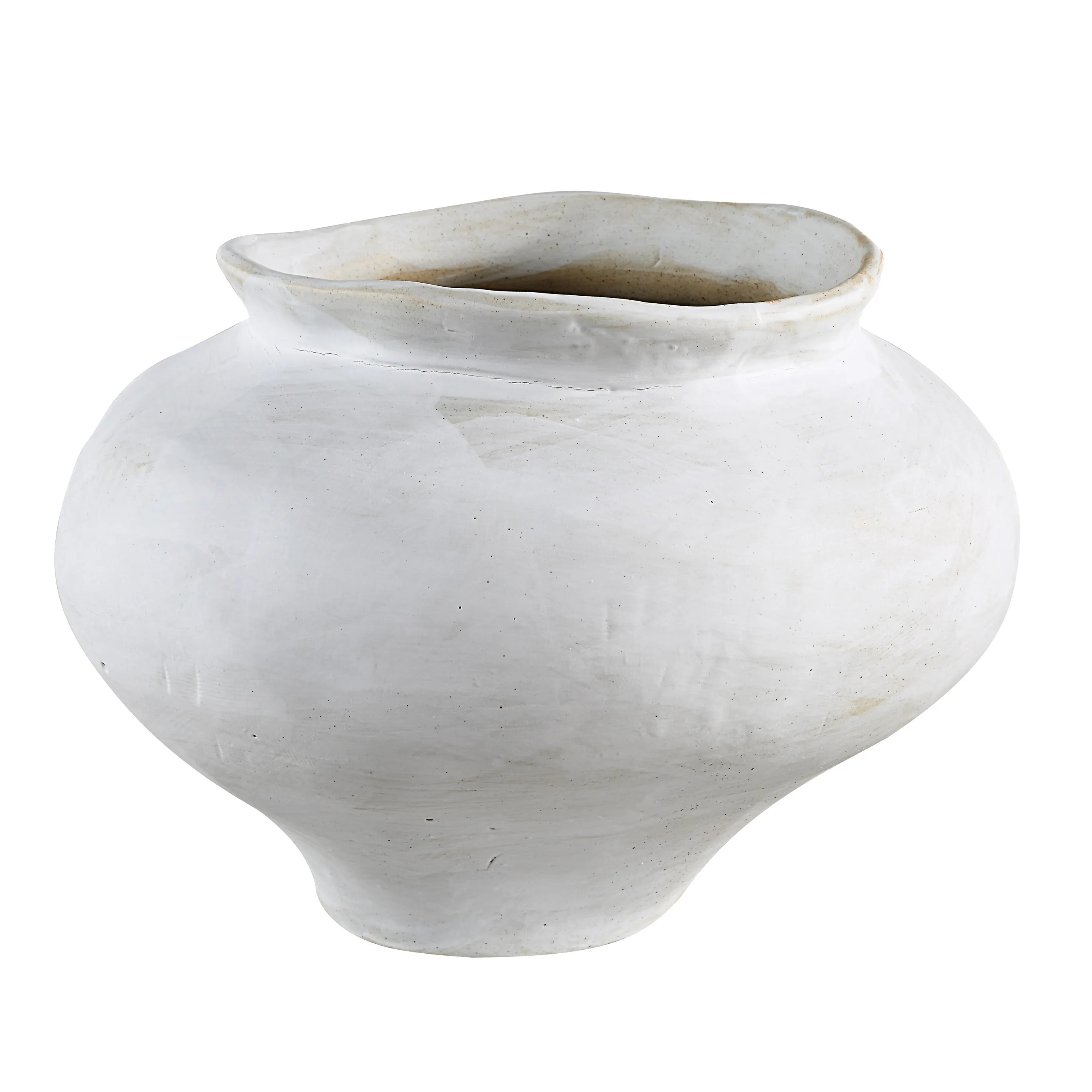 Leros Vase handcrafted in white ceramic with soft rounded form and subtle artisan texture