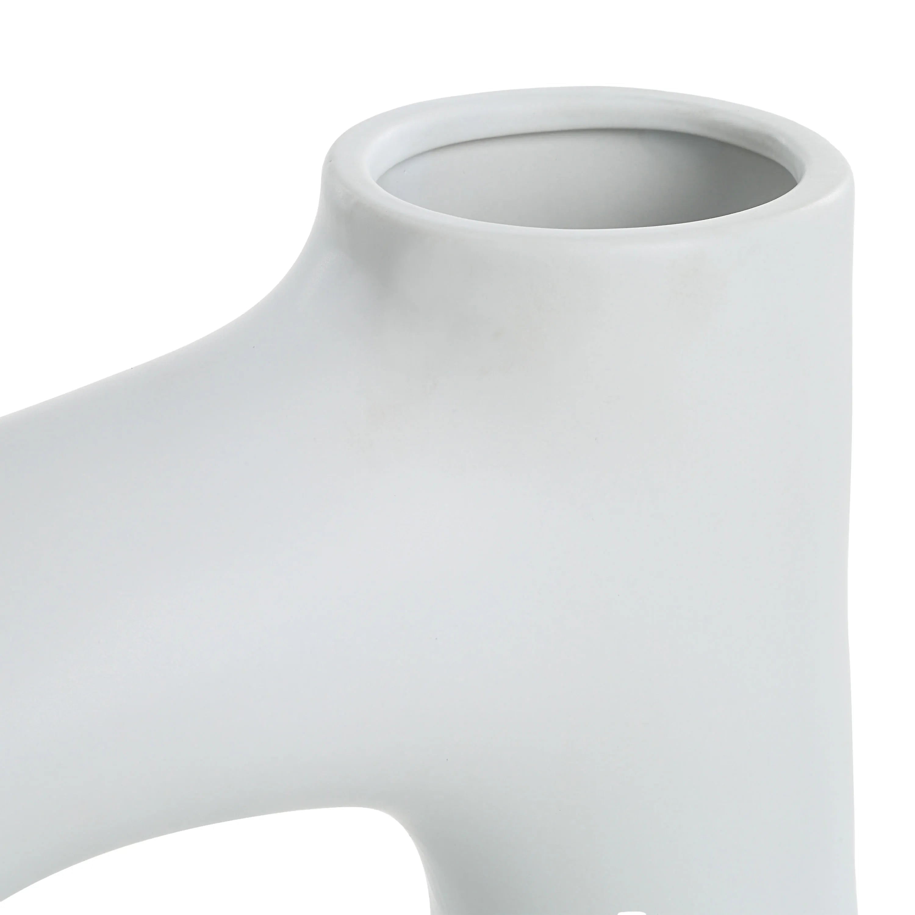 Close-up of Lunara Vase top opening showing smooth matte white ceramic texture