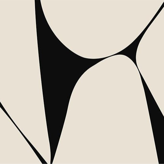 Monochrome Flow Art Carpet featuring abstract black and beige curved shapes